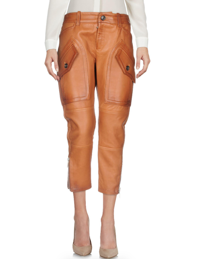 DSquared2 Tan Leather Cropped Pants Size 24/61 Tan/Brown