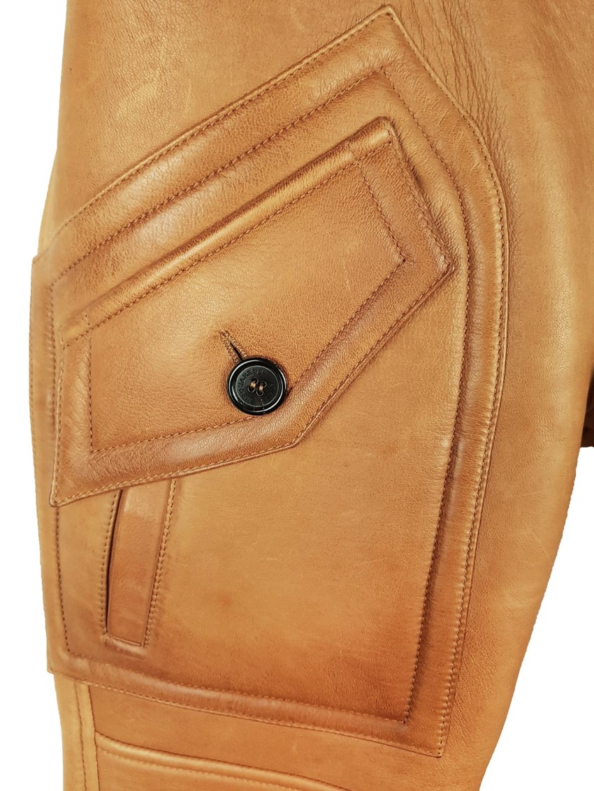 DSquared2 Tan Leather Cropped Pants Size 24/61 Tan/Brown