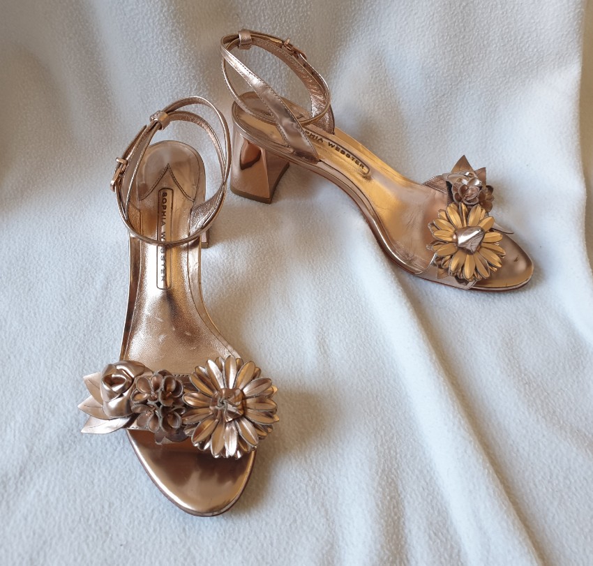 Preowned Sophia Webster Lilico appliquéd metallic leather sandals Size 37 Gold