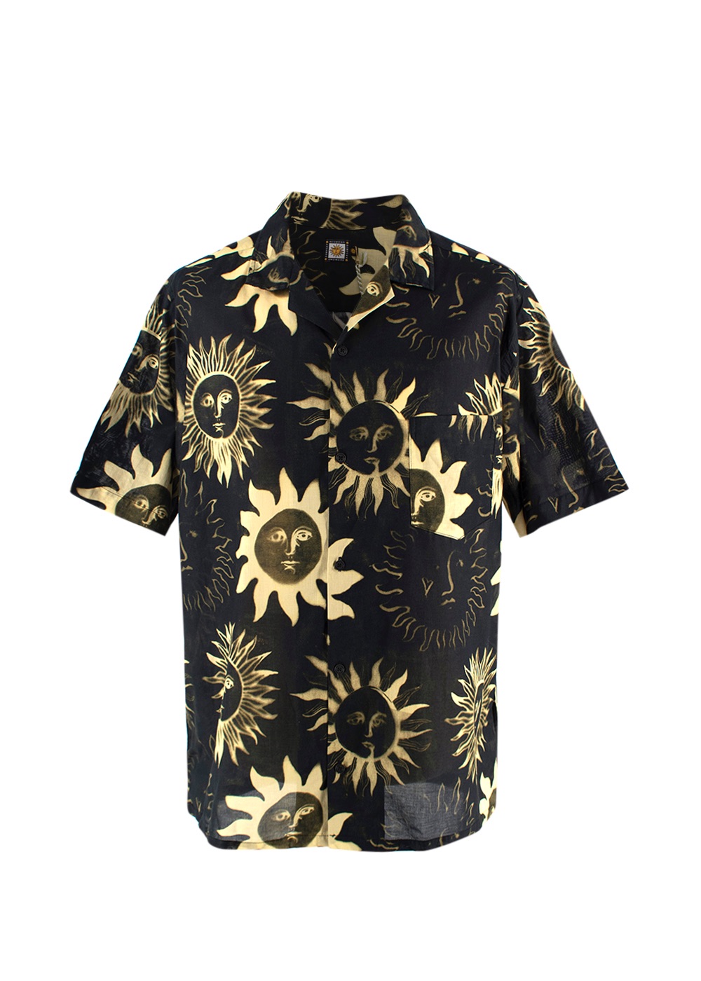 Men's Desmond  Dempsey Printed Cotton Pyjama Shirt Size L Black