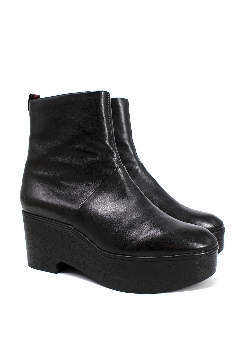 Robert Clergerie Black Leather Platform Ankle Boot Size 395