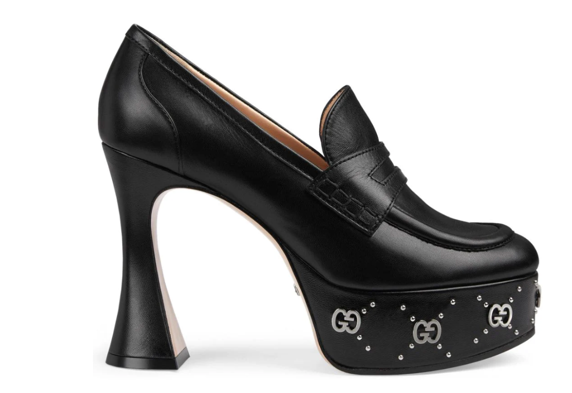 Gucci Janaya Platform Pumps Size 38 Black leather