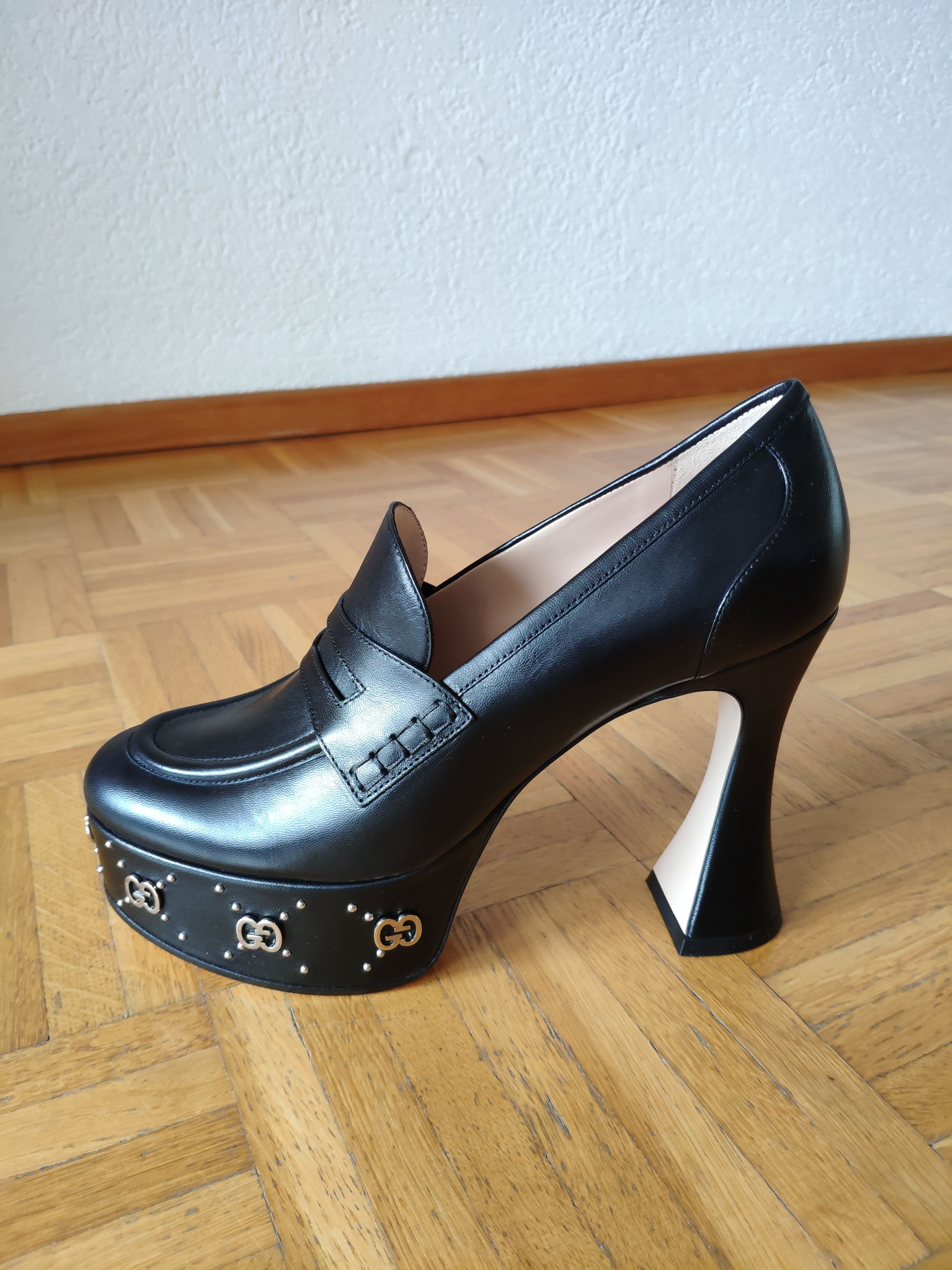 Gucci Janaya Platform Pumps Size 38 Black leather