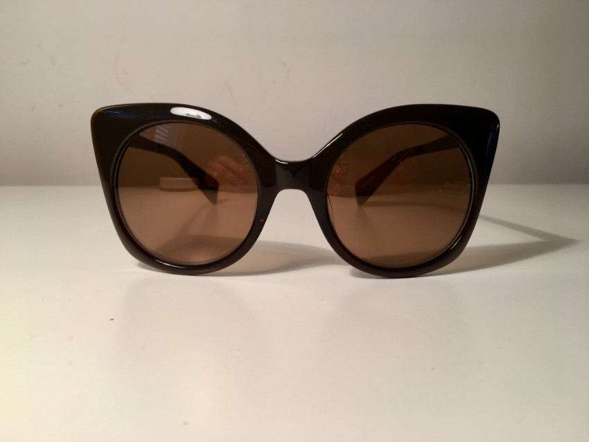 Yohji Yamamoto Brown Cat Eye Sunglasses Tan/Brown mix