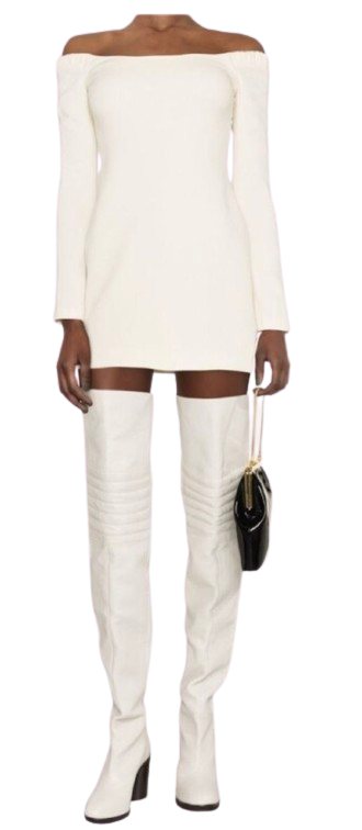 Khaite Off White Off Shoulder Octavia Mini Dress Size S Beige wool