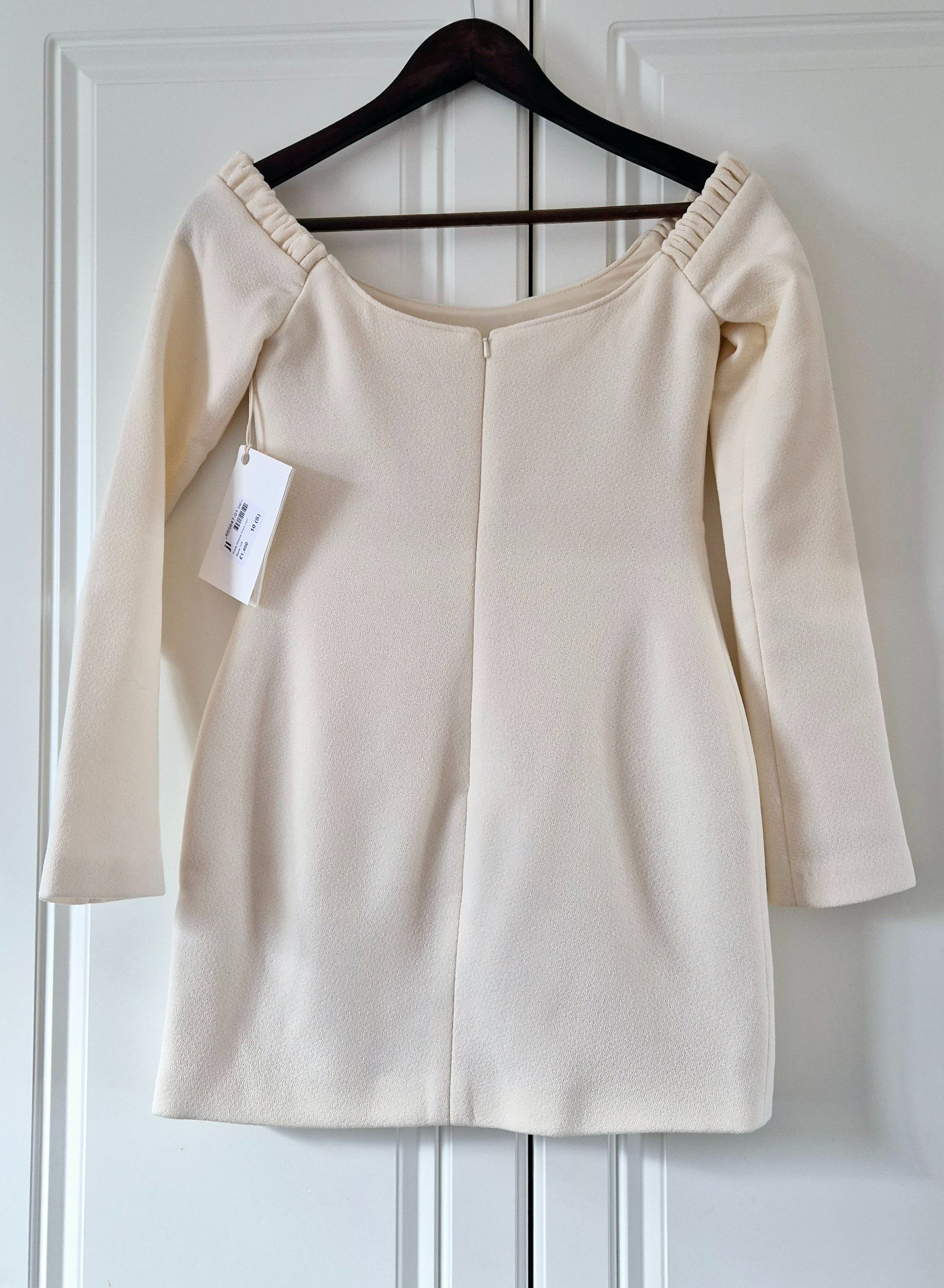 Khaite Off White Off Shoulder Octavia Mini Dress Size S Beige wool