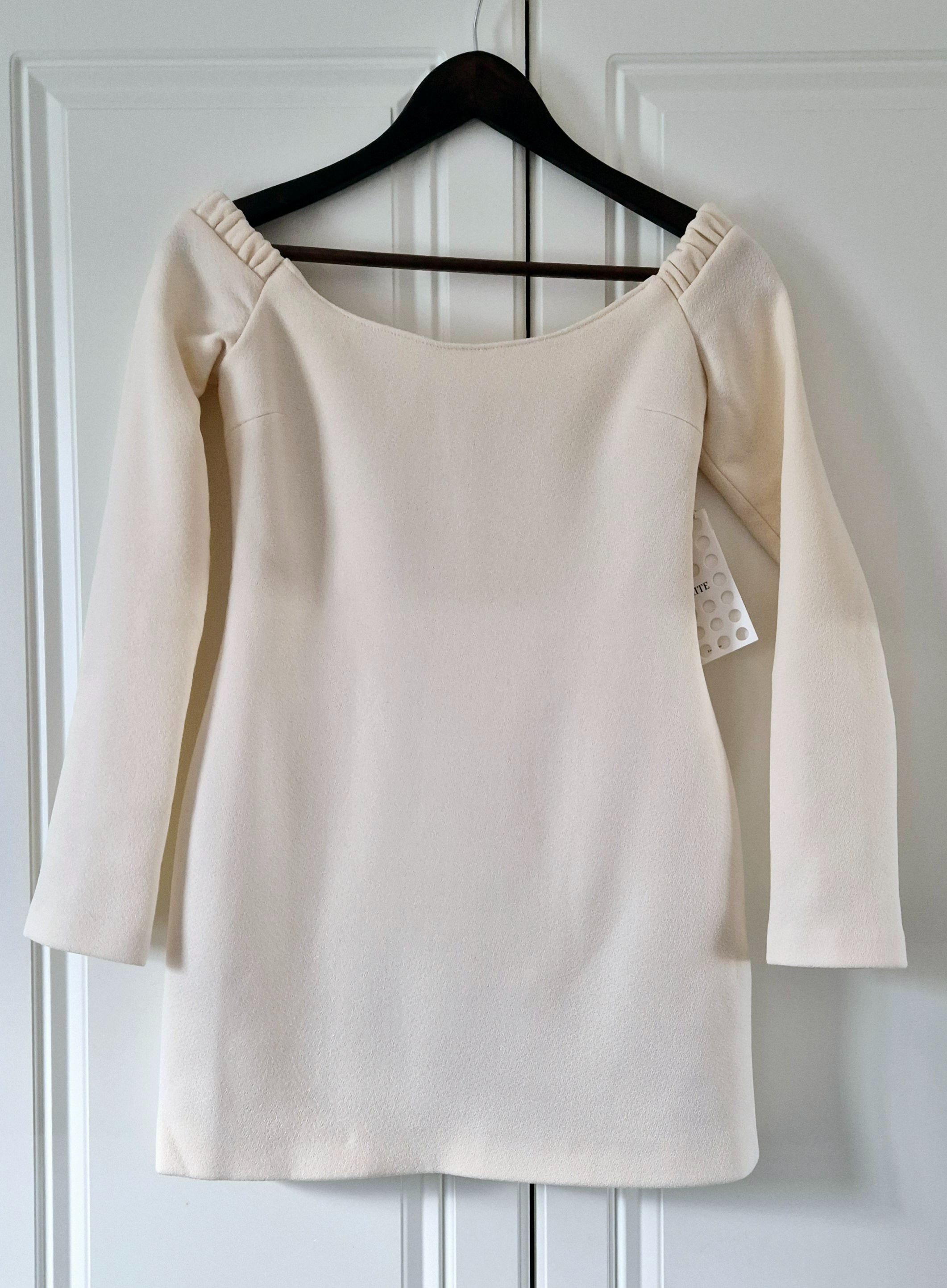 Khaite Off White Off Shoulder Octavia Mini Dress Size S Beige wool