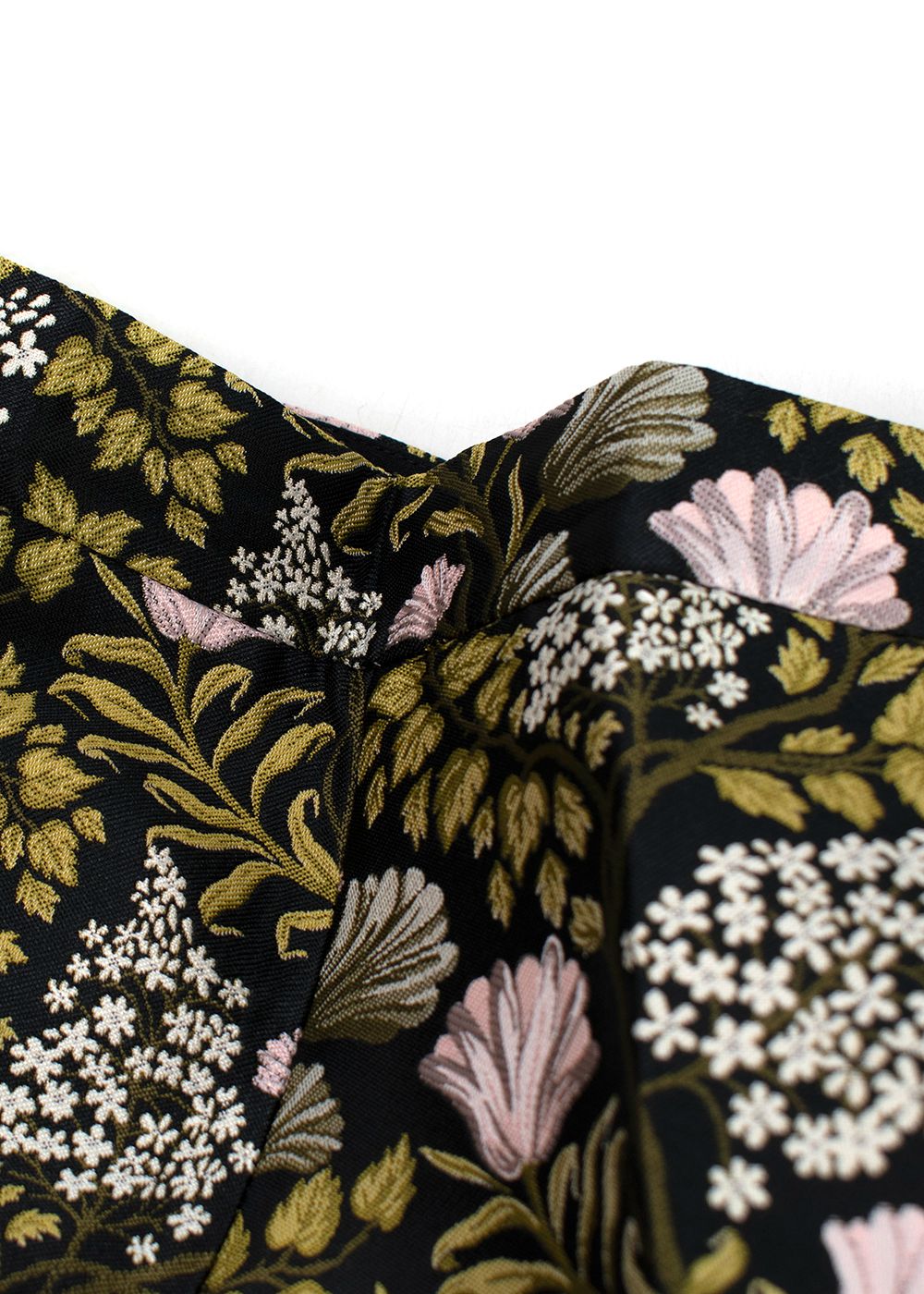 Giambattista Valli Jacquard Floral Printed Trousers Size S Black with floral pinks greens whites polyester