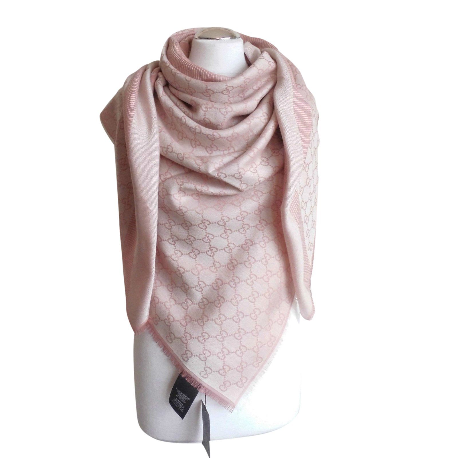 Gucci Pink Guccissima Wool Blend Scarf wool/and/silk