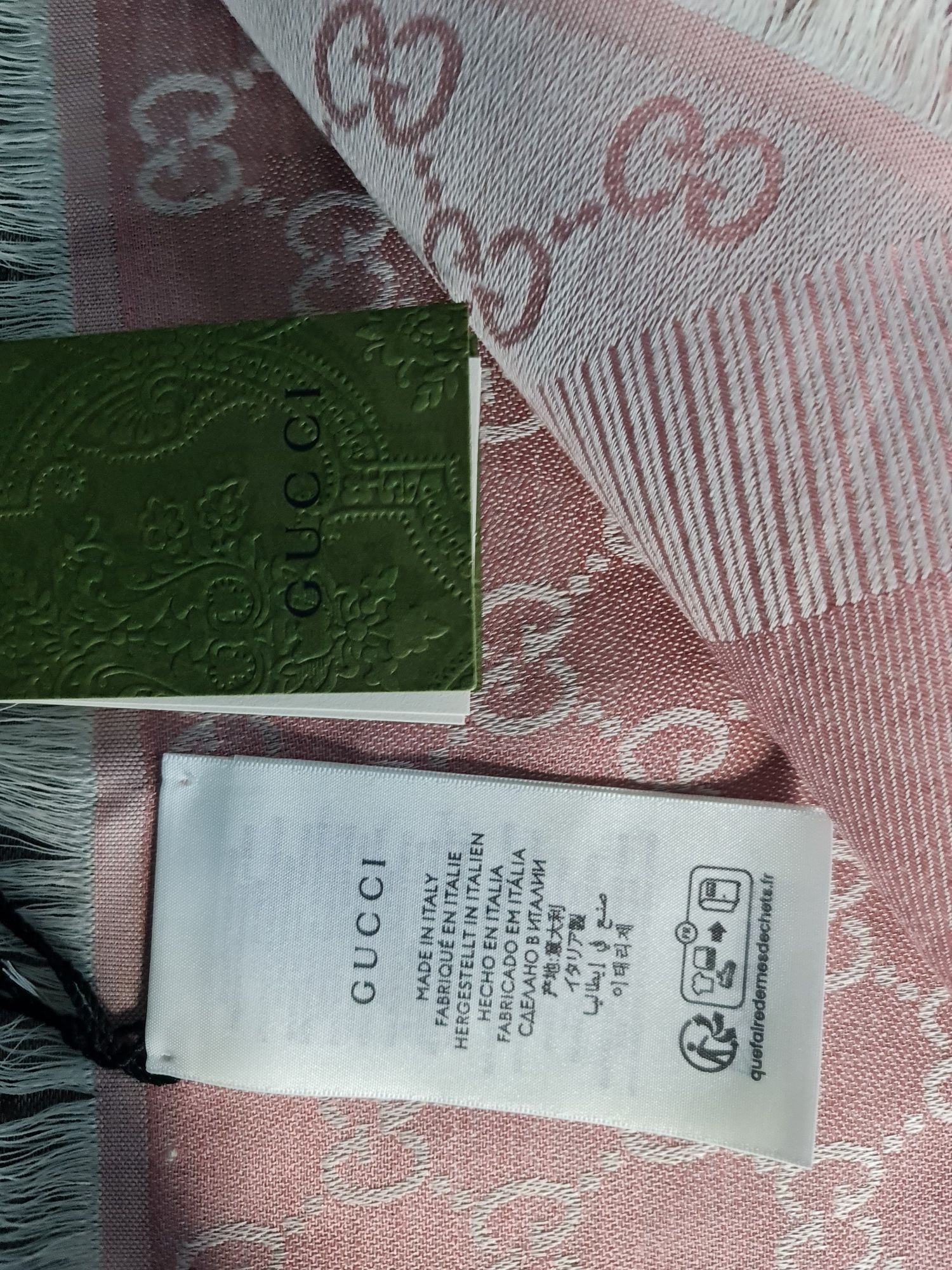 Gucci Pink Guccissima Wool Blend Scarf wool/and/silk