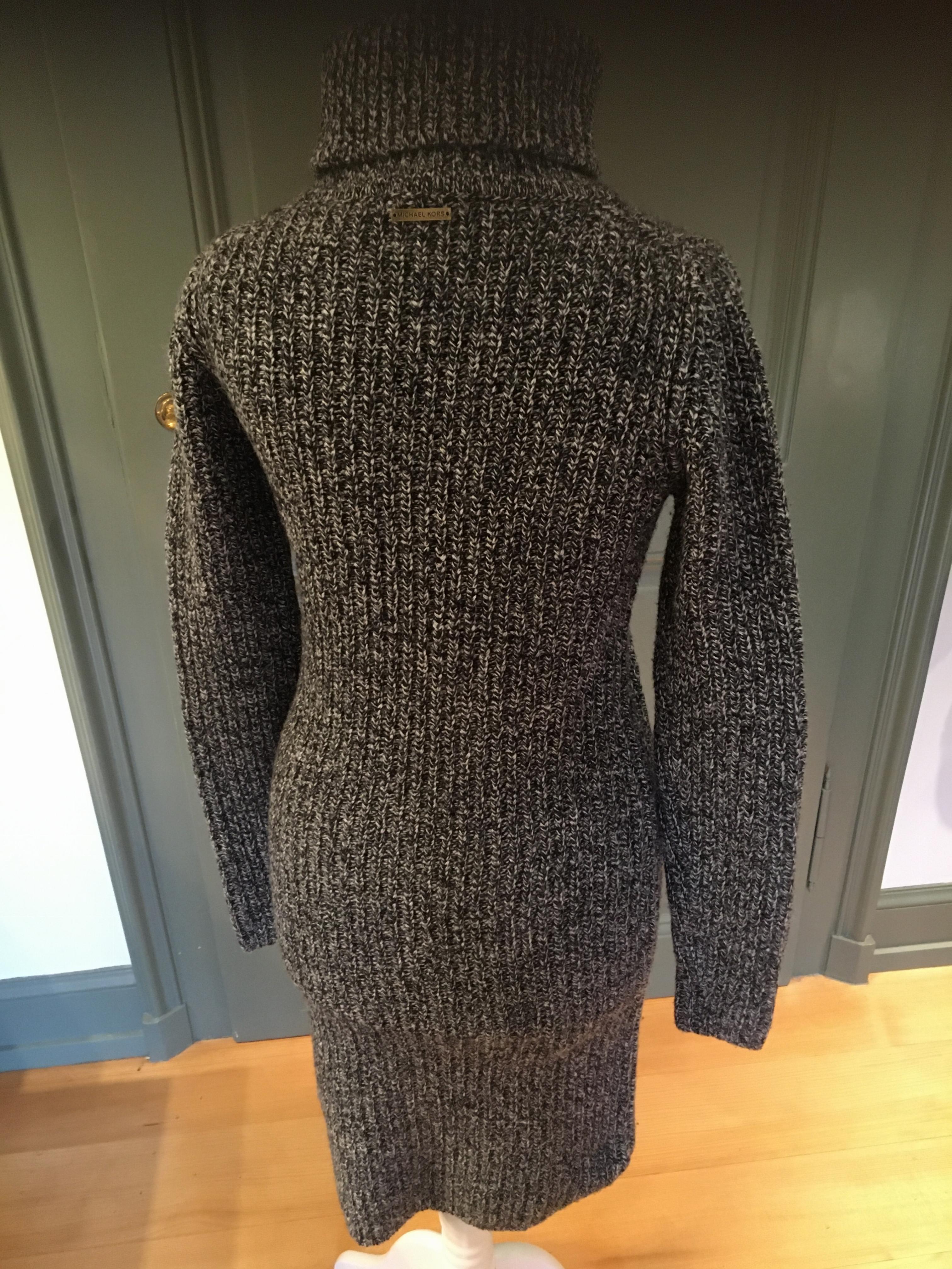 Michael Kors Grey Flecked Roll Neck Knit Dress Size XS mixed