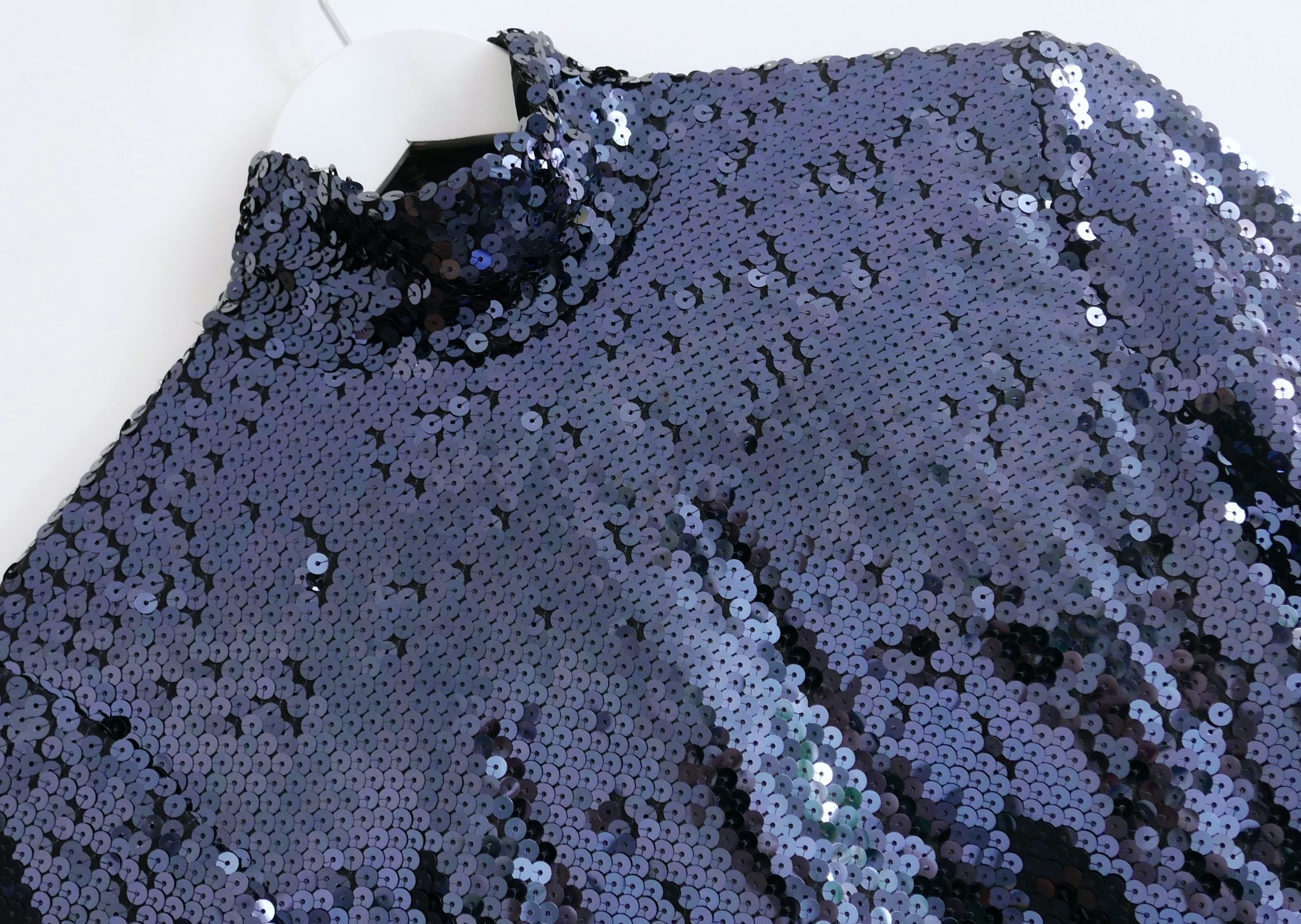 Preowned Dior Blue Sequinned Turtleneck Top Size L Navy polyamide