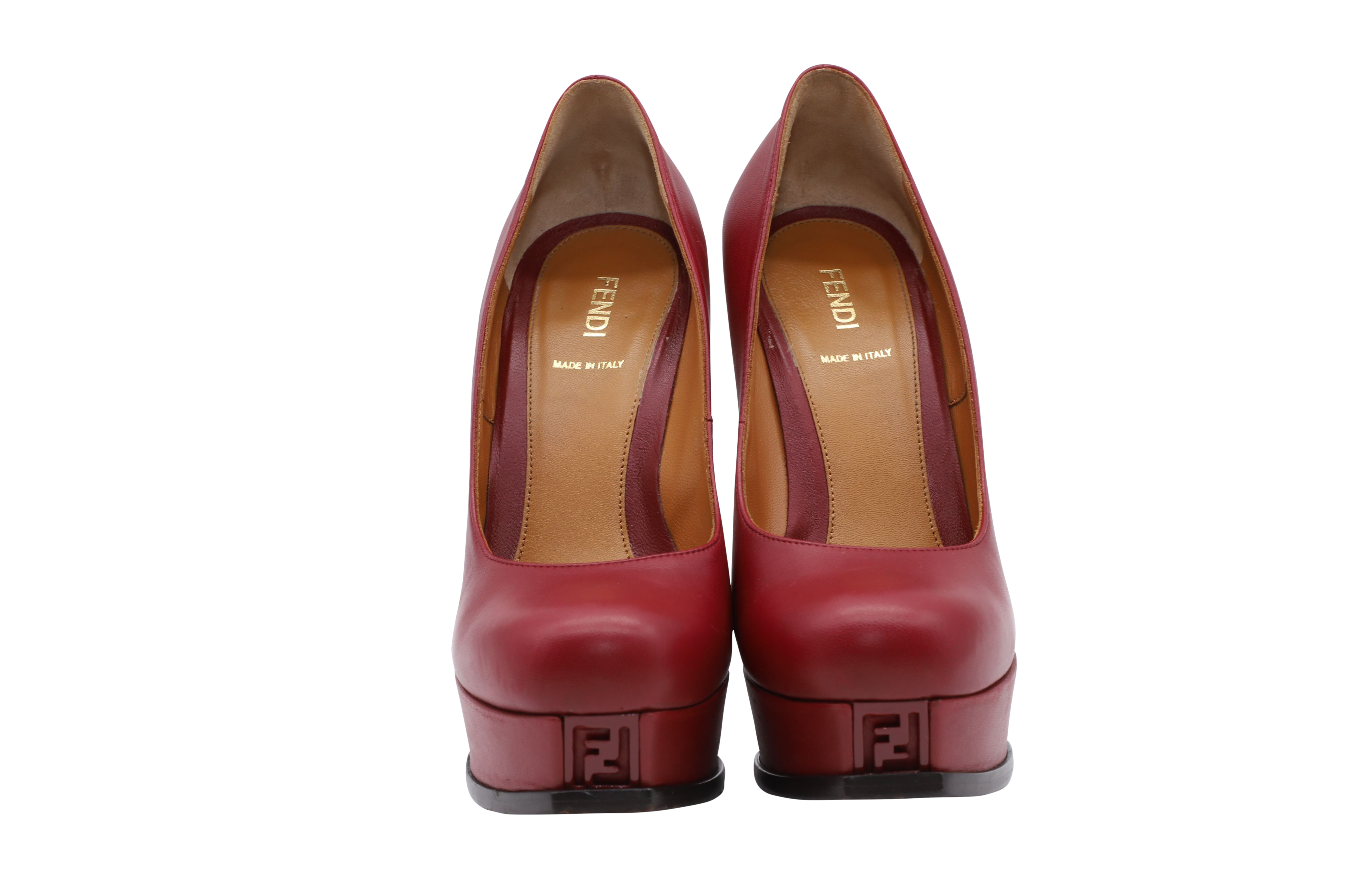 Preowned Fendista Pumps 135 Size 38 red | maroon leather