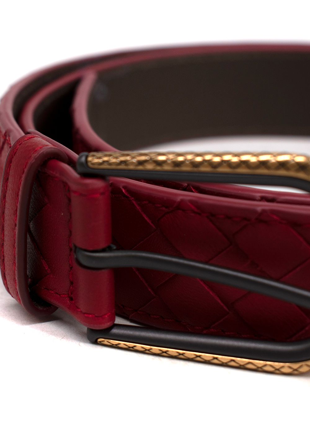 Bottega Veneta Red Intrecciato Leather Belt 90cm Size S