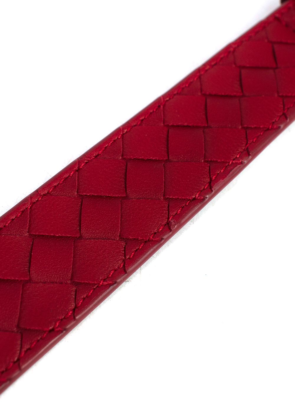 Bottega Veneta Red Intrecciato Leather Belt 90cm Size S