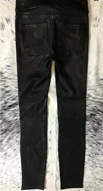 Frame Self Tie Skinny Leather Pants Size S Black