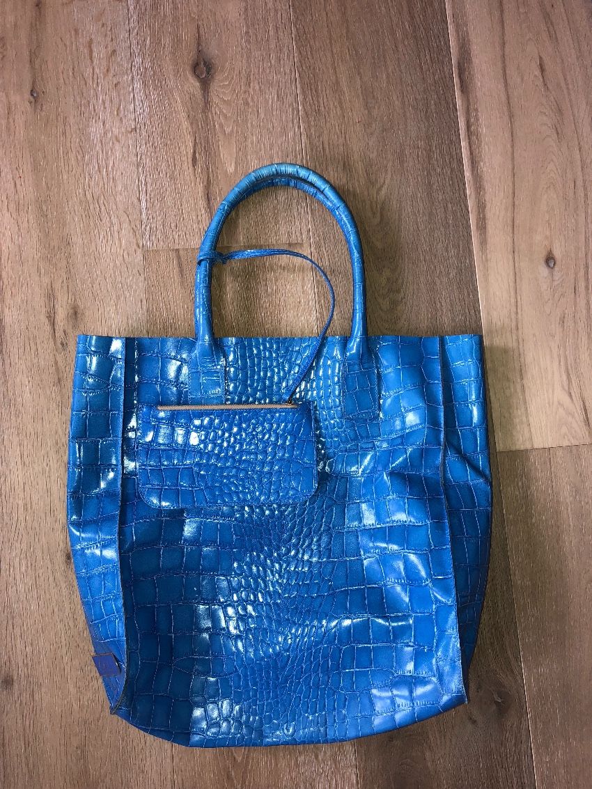 Preowned Avila Mykonos Blue Leather Bag