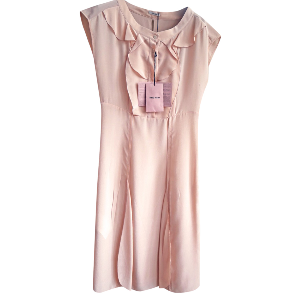 Miu Miu Pink Crepe De Chine Dress Size S Beige/Nude silk