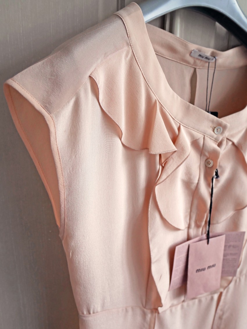 Miu Miu Pink Crepe De Chine Dress Size S Beige/Nude silk