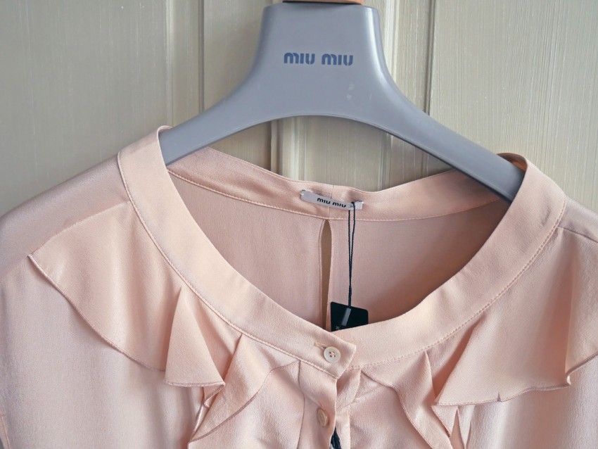 Miu Miu Pink Crepe De Chine Dress Size S Beige/Nude silk