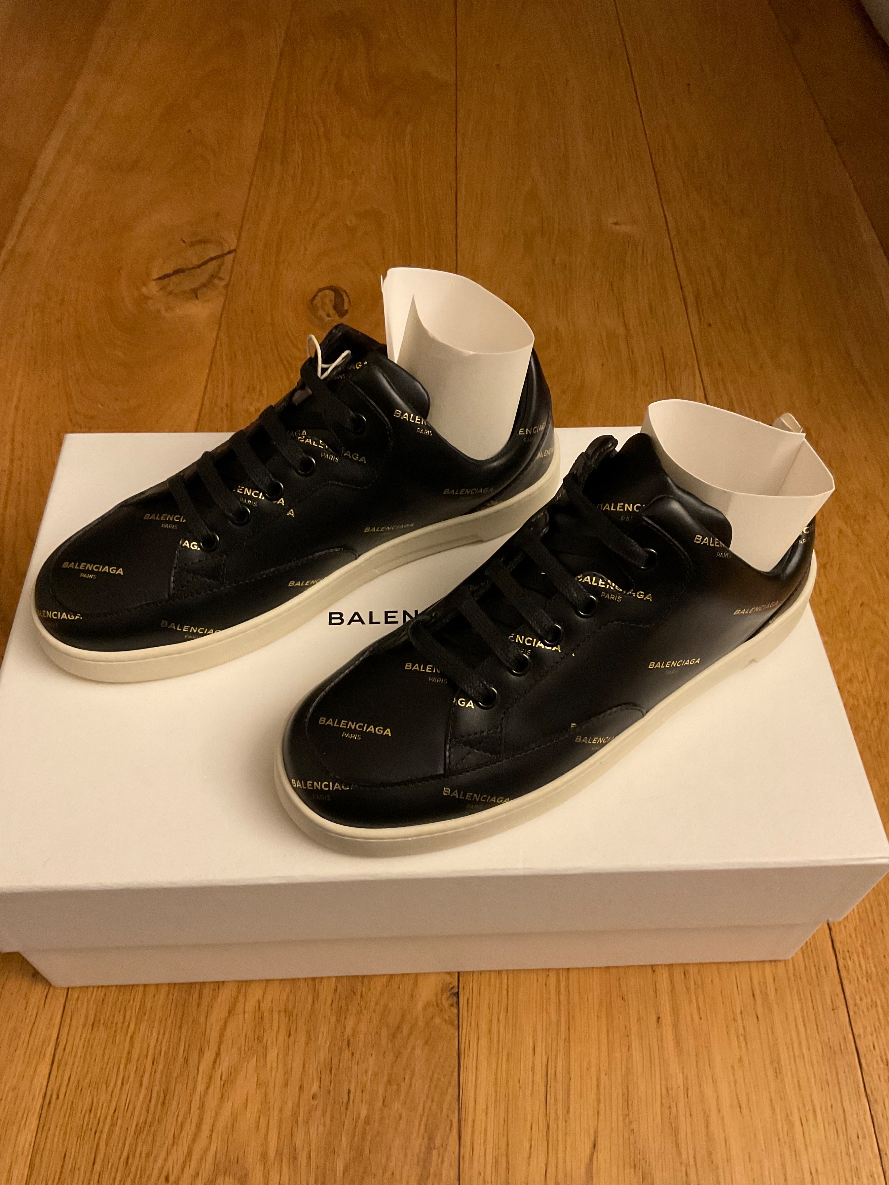 Balenciaga Black Logo Base Sneaker Size 37 leather