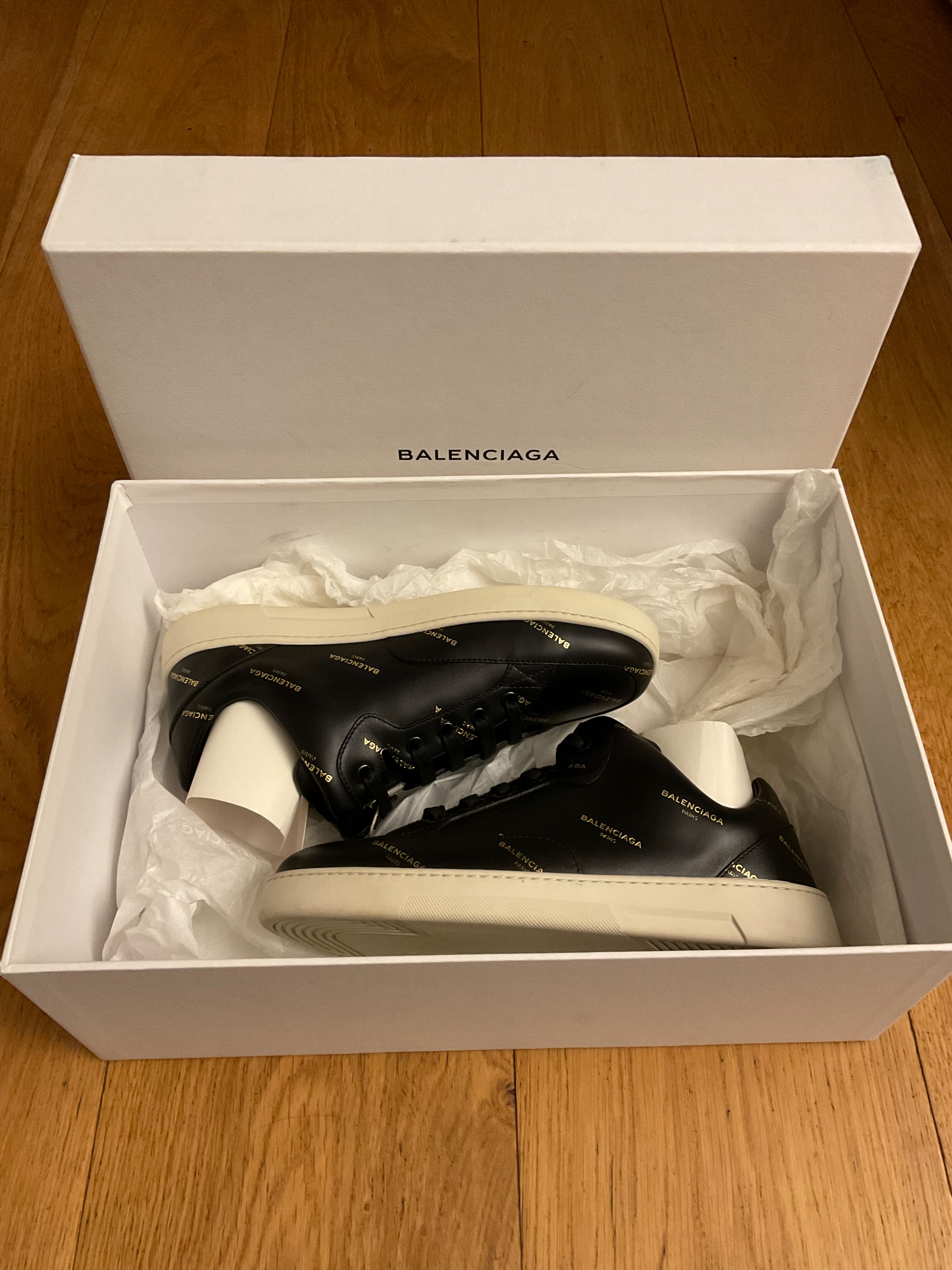 Balenciaga Black Logo Base Sneaker Size 37 leather