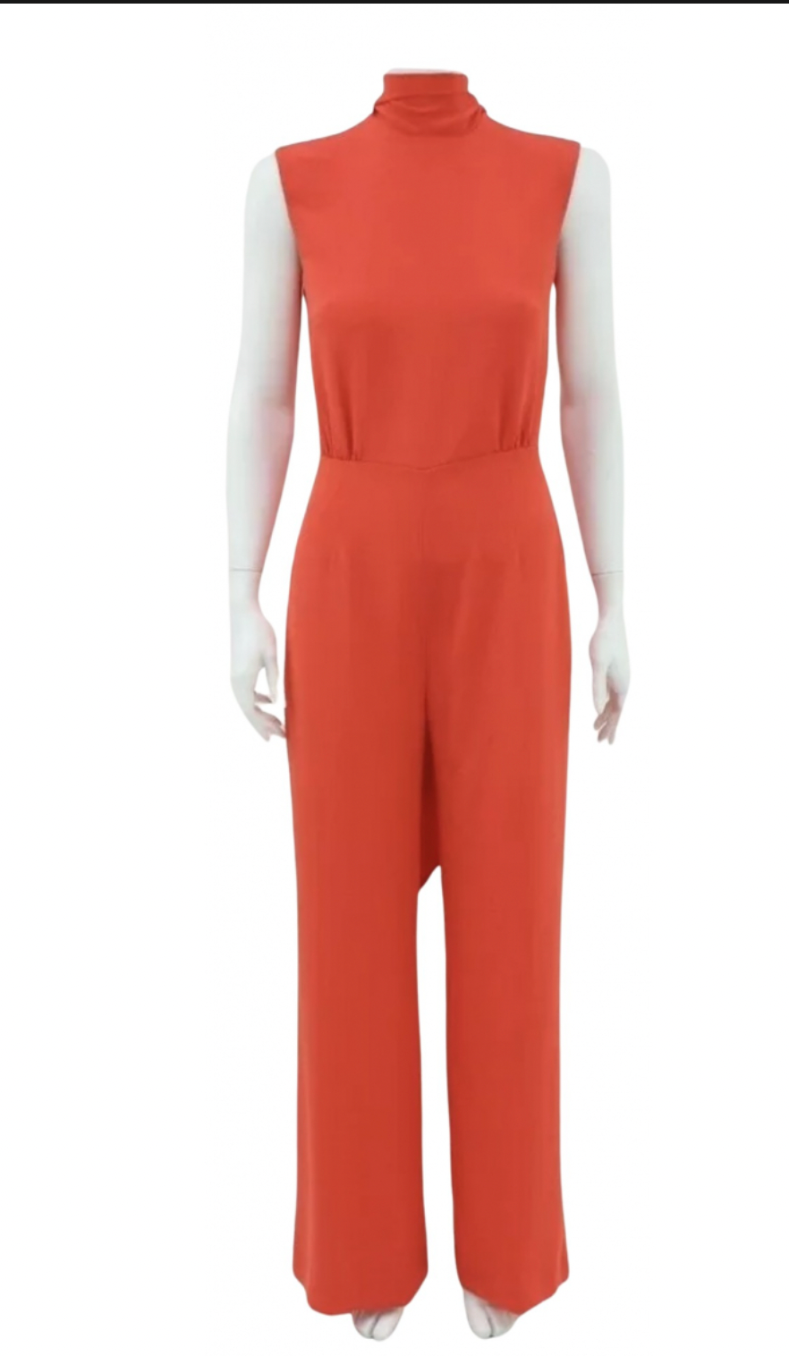 Preowned Celine Orange Silk Scarf Back Jumpsuit Size S Bright Orange