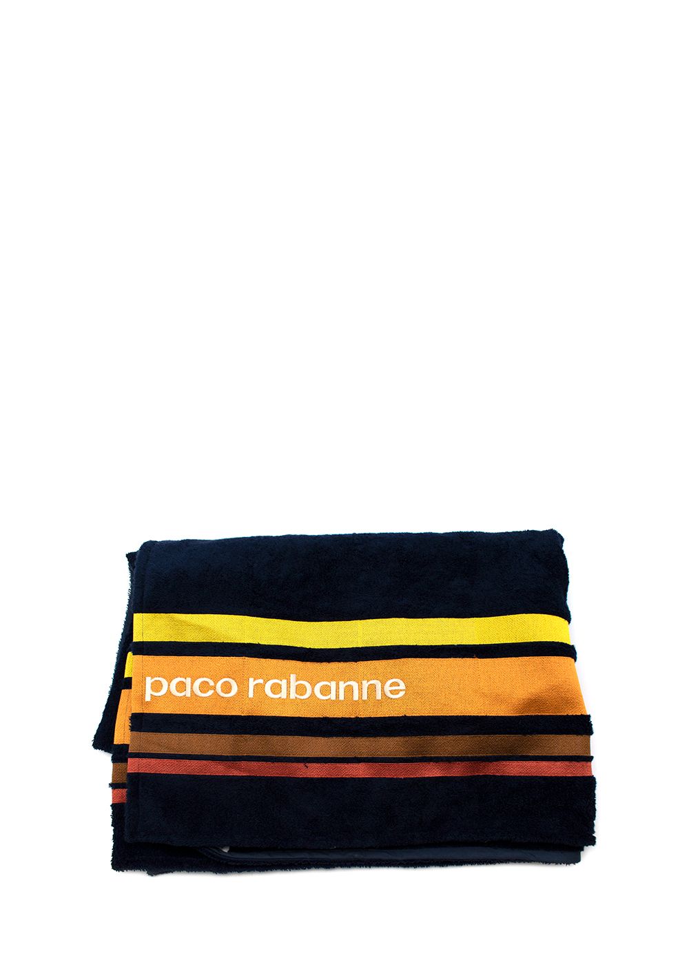 Preowned Paco Rabanne Navy loop back cotton beach towel Navy/orange/red/yellow