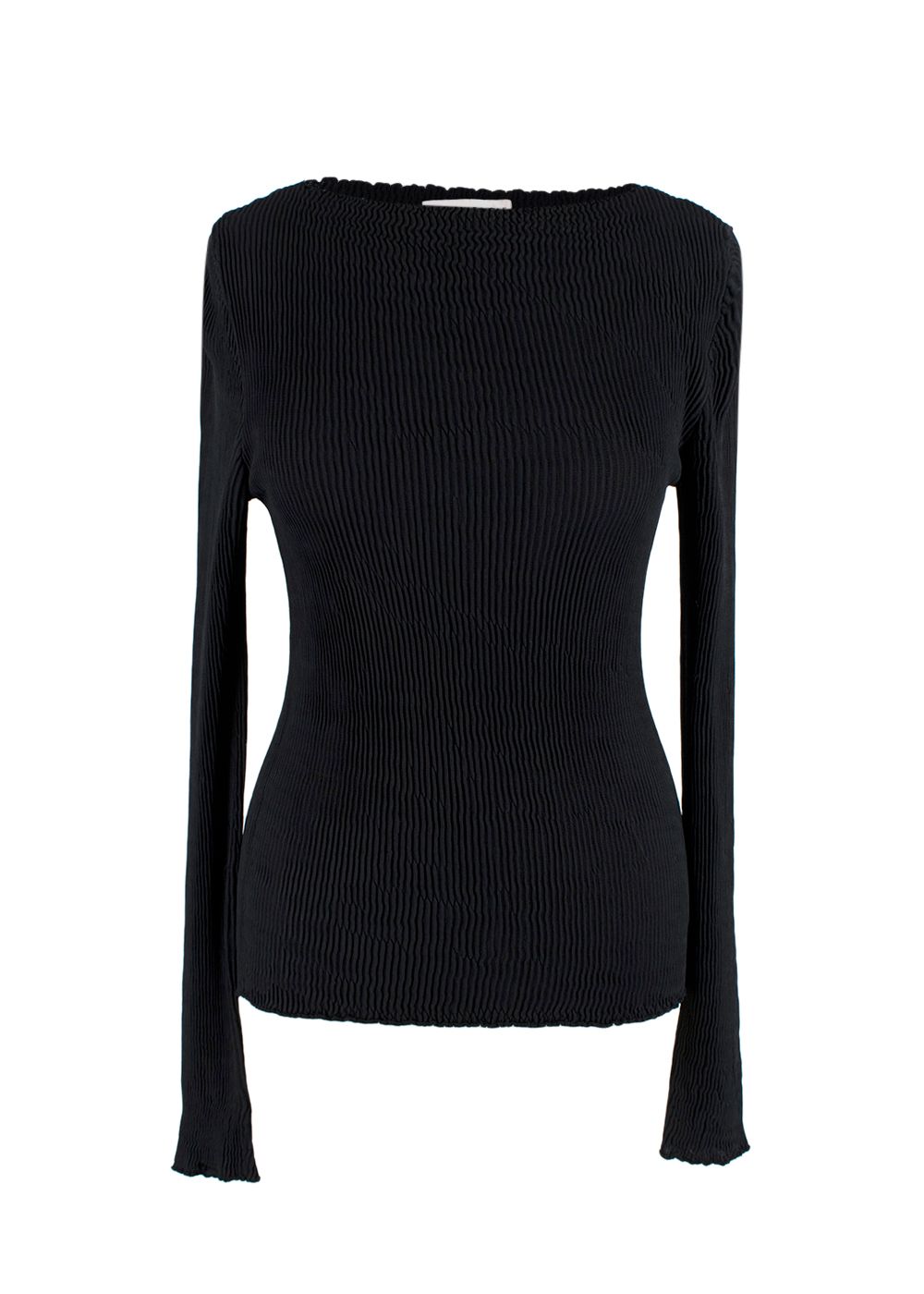 Alex Eagle Black Ribbed Slim Fit Long Sleeve Top Size XS viscose