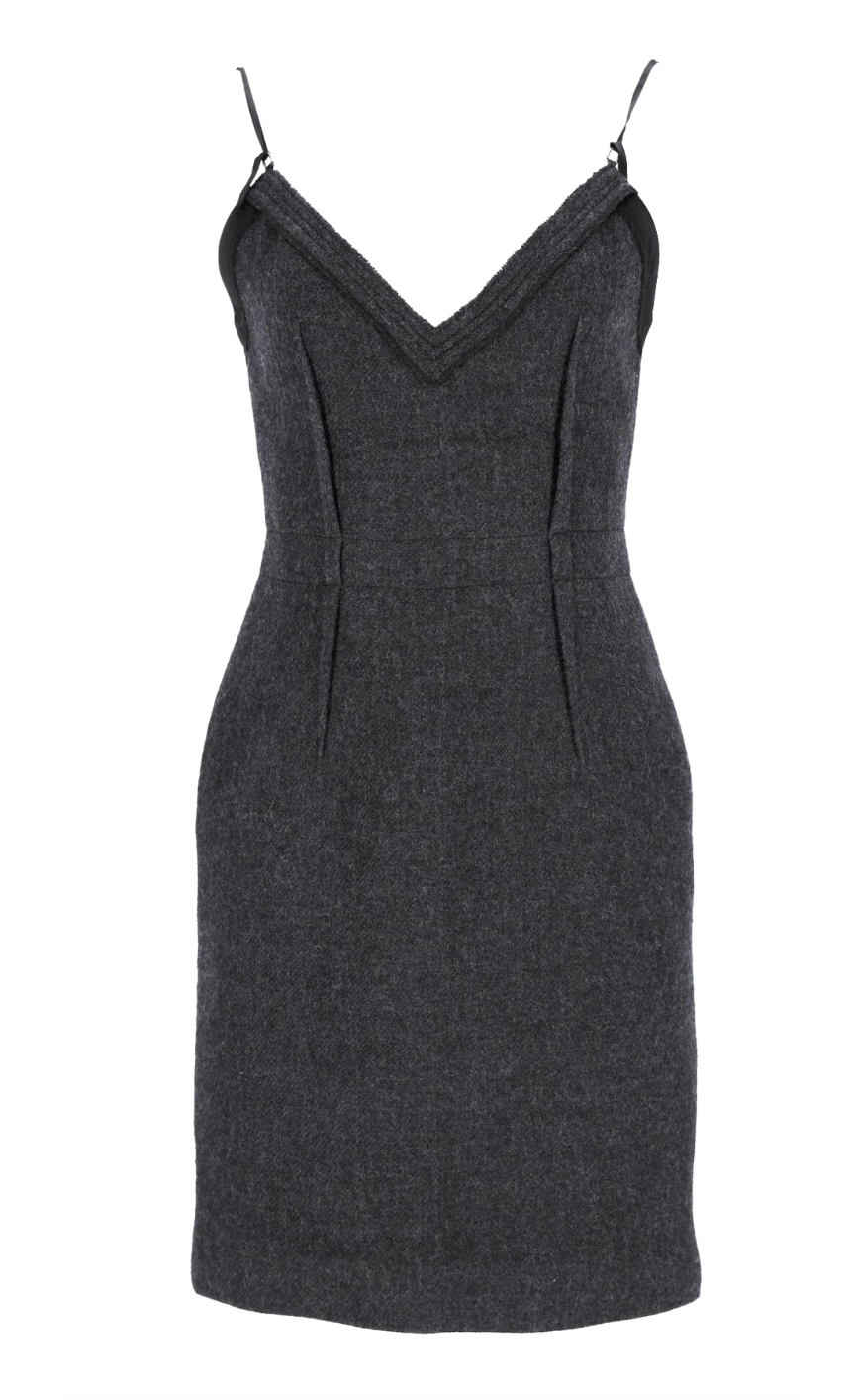 Prada Grey Wool Sheath Dress in Grey Wool Size 44