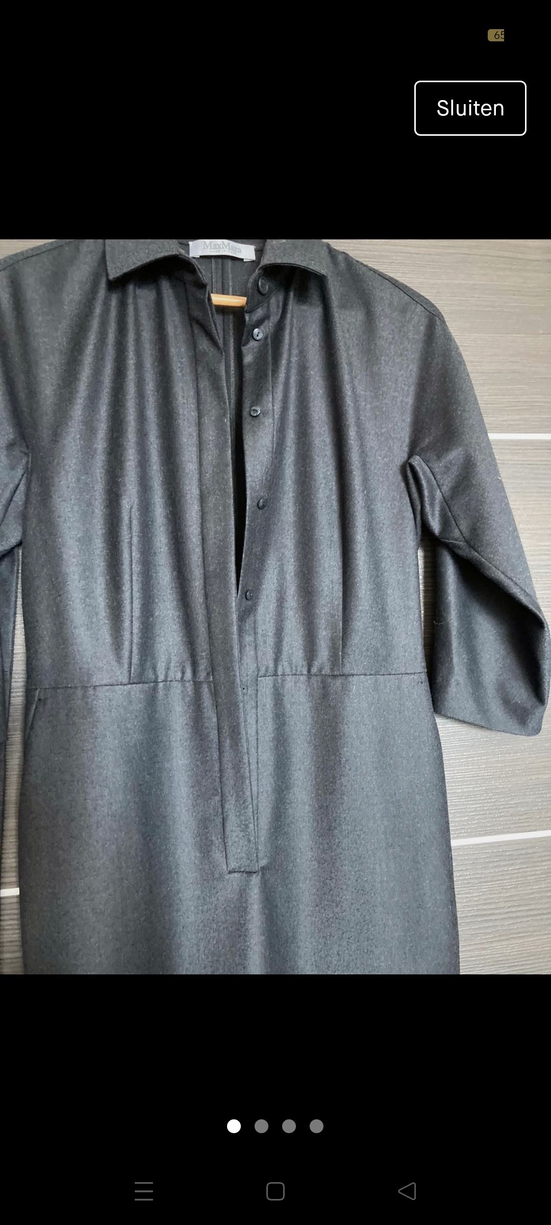 Preowned MaxMara Charcoal Wool Felt Belted Shirt Dress Size M grey