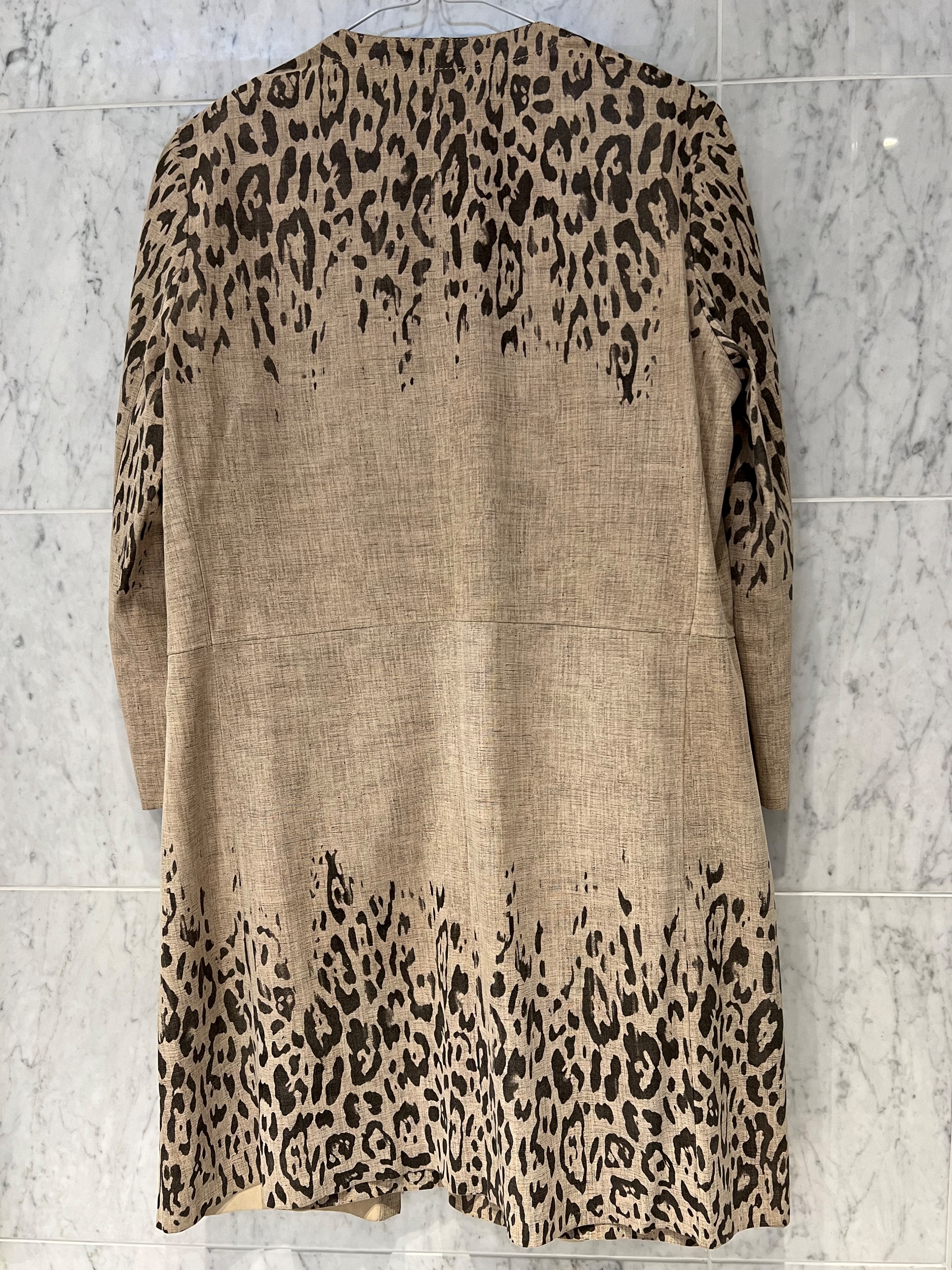 DROMe Beige Leopard Print Leather Dress  Jacket Size S