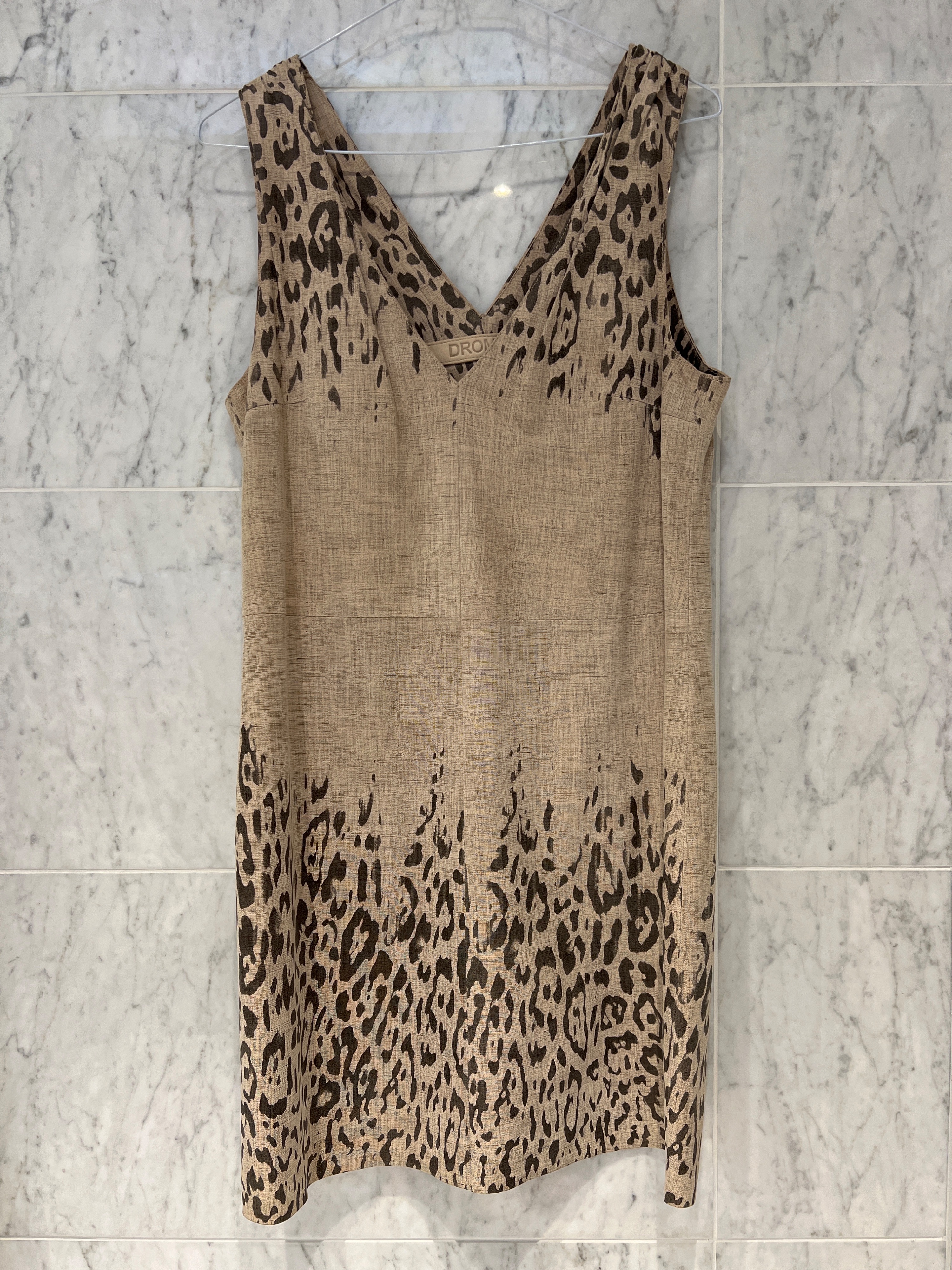 DROMe Beige Leopard Print Leather Dress  Jacket Size S