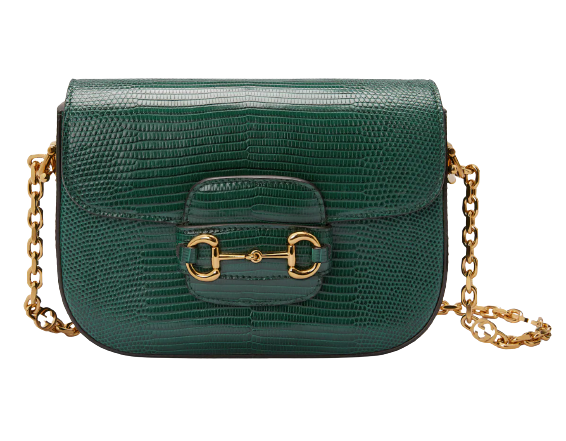 Gucci Emerald Green Horsebit 1955 Lizard Mini Bag Vintage green