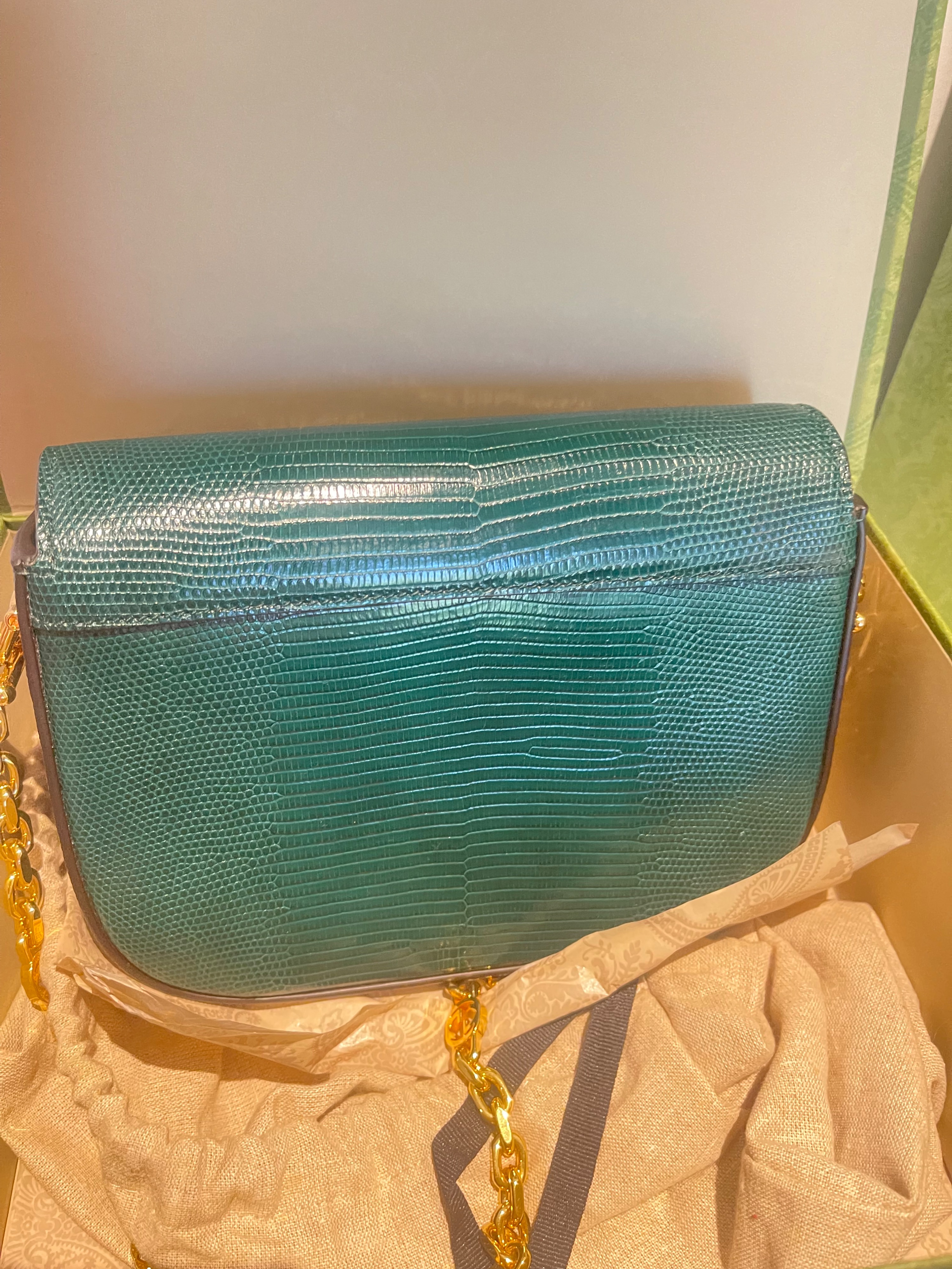 Gucci Emerald Green Horsebit 1955 Lizard Mini Bag Vintage green