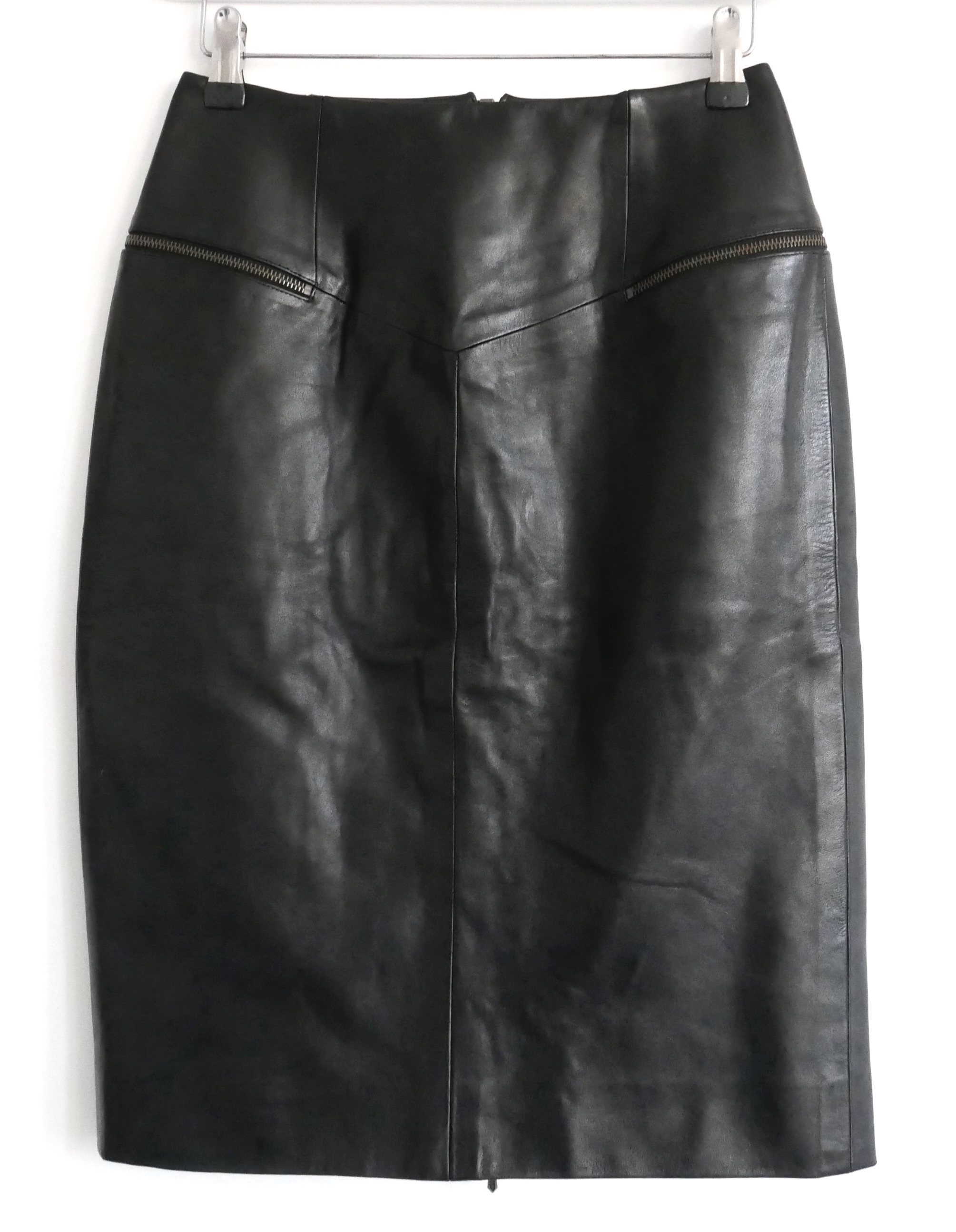 Dior Vintage Leather Zipper Detail Skirt Size S