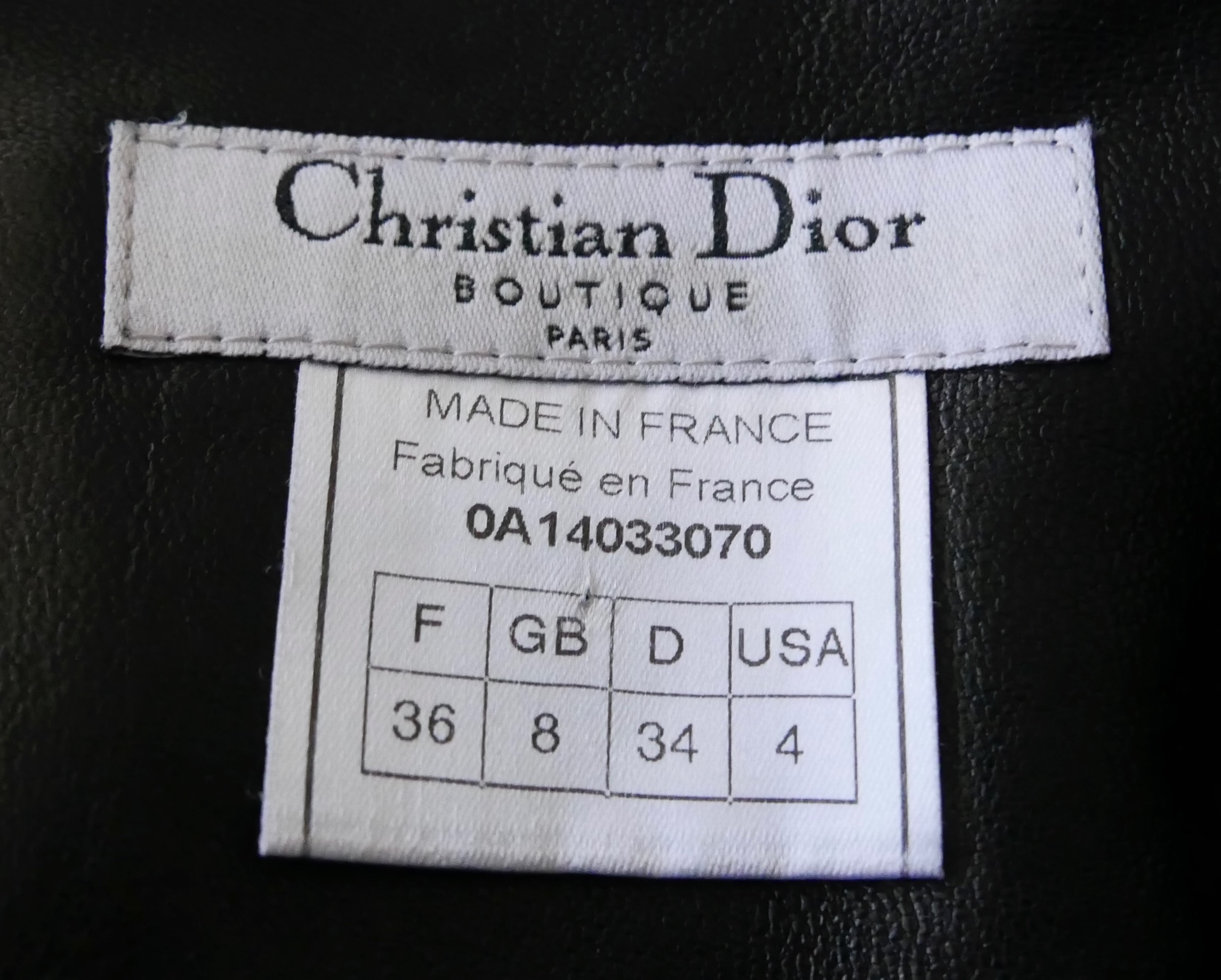 Dior Vintage Leather Zipper Detail Skirt Size S