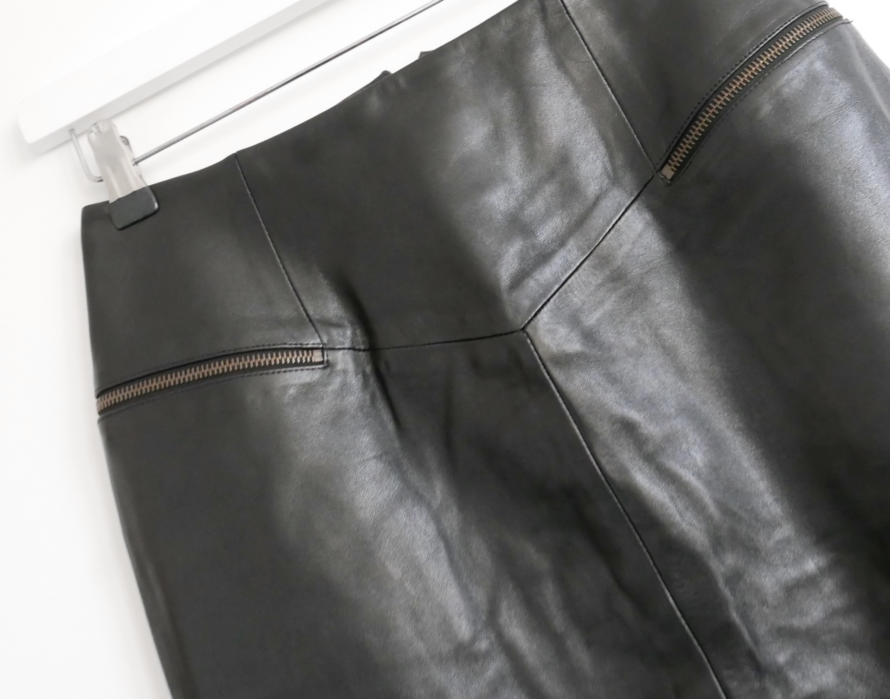 Dior Vintage Leather Zipper Detail Skirt Size S