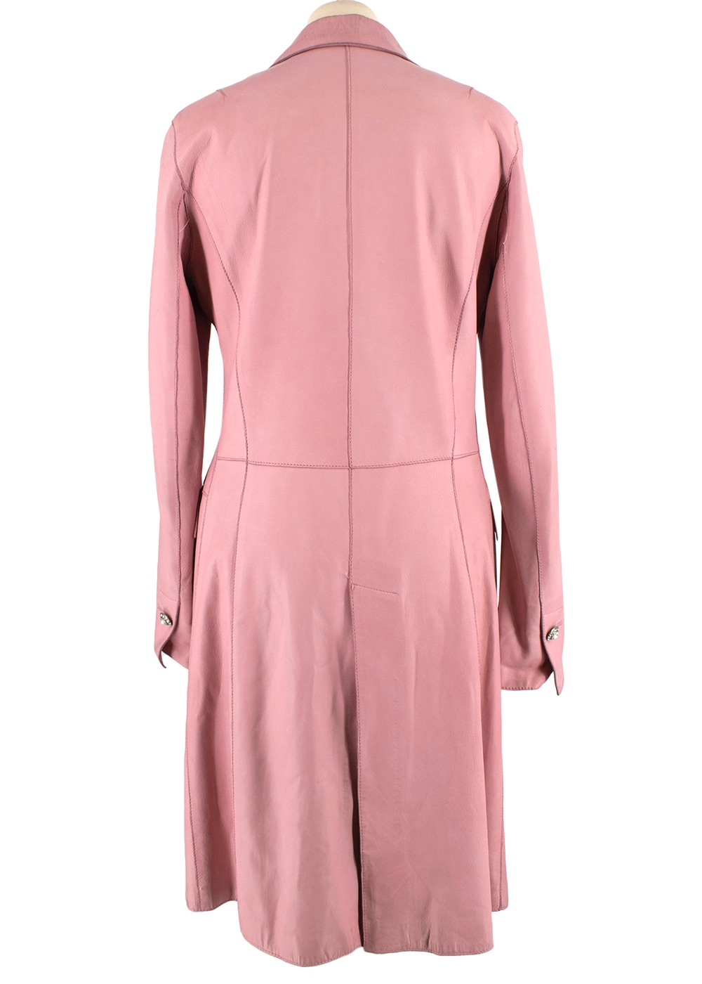 Preowned Blumarine Bubblegum Pink Vintage Leather Coat Size L