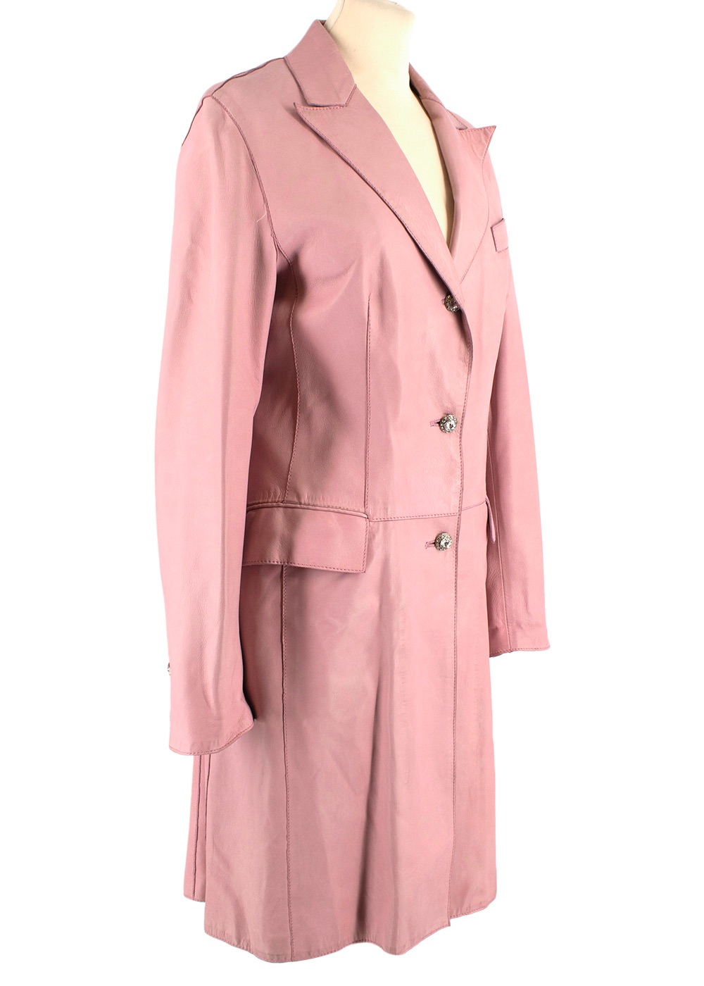 Preowned Blumarine Bubblegum Pink Vintage Leather Coat Size L