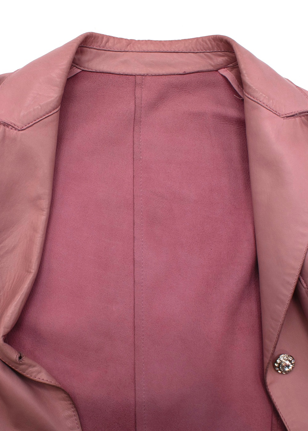 Preowned Blumarine Bubblegum Pink Vintage Leather Coat Size L