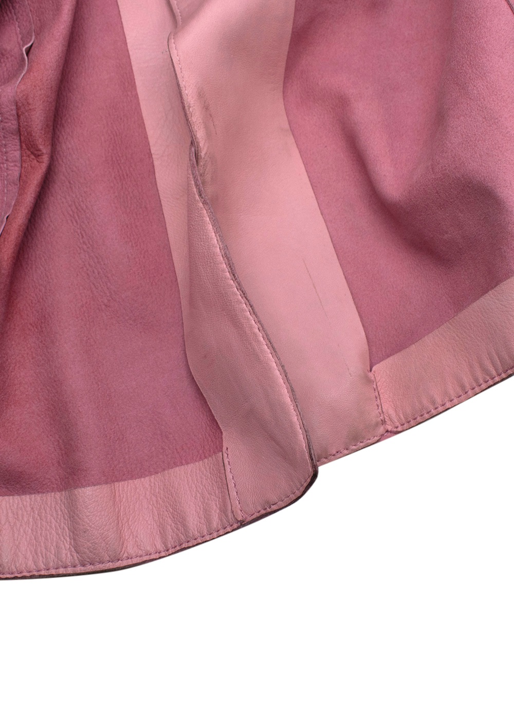 Preowned Blumarine Bubblegum Pink Vintage Leather Coat Size L