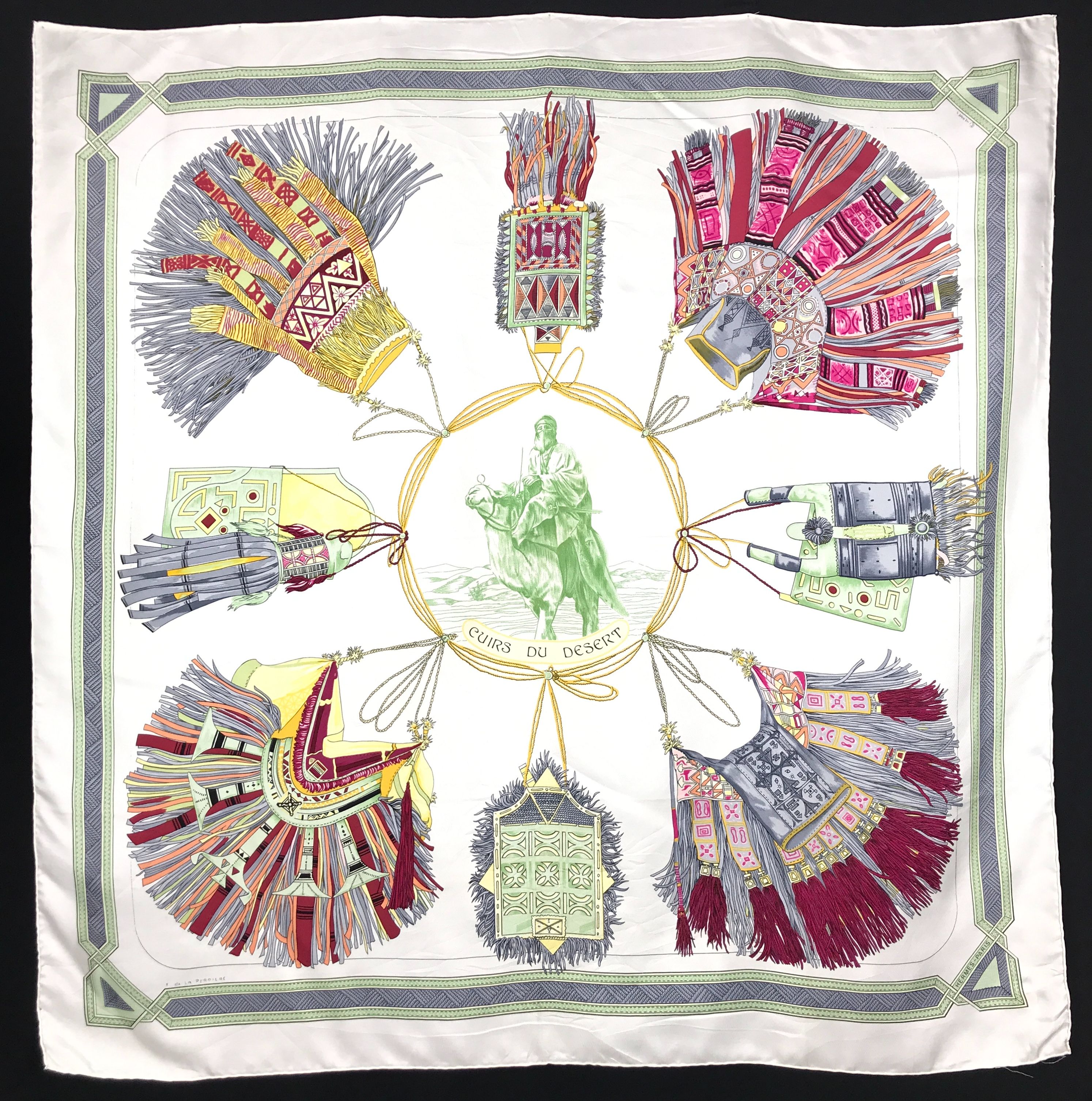 Hermes Cuirs du Desert Vintage Silk Twill Scarf