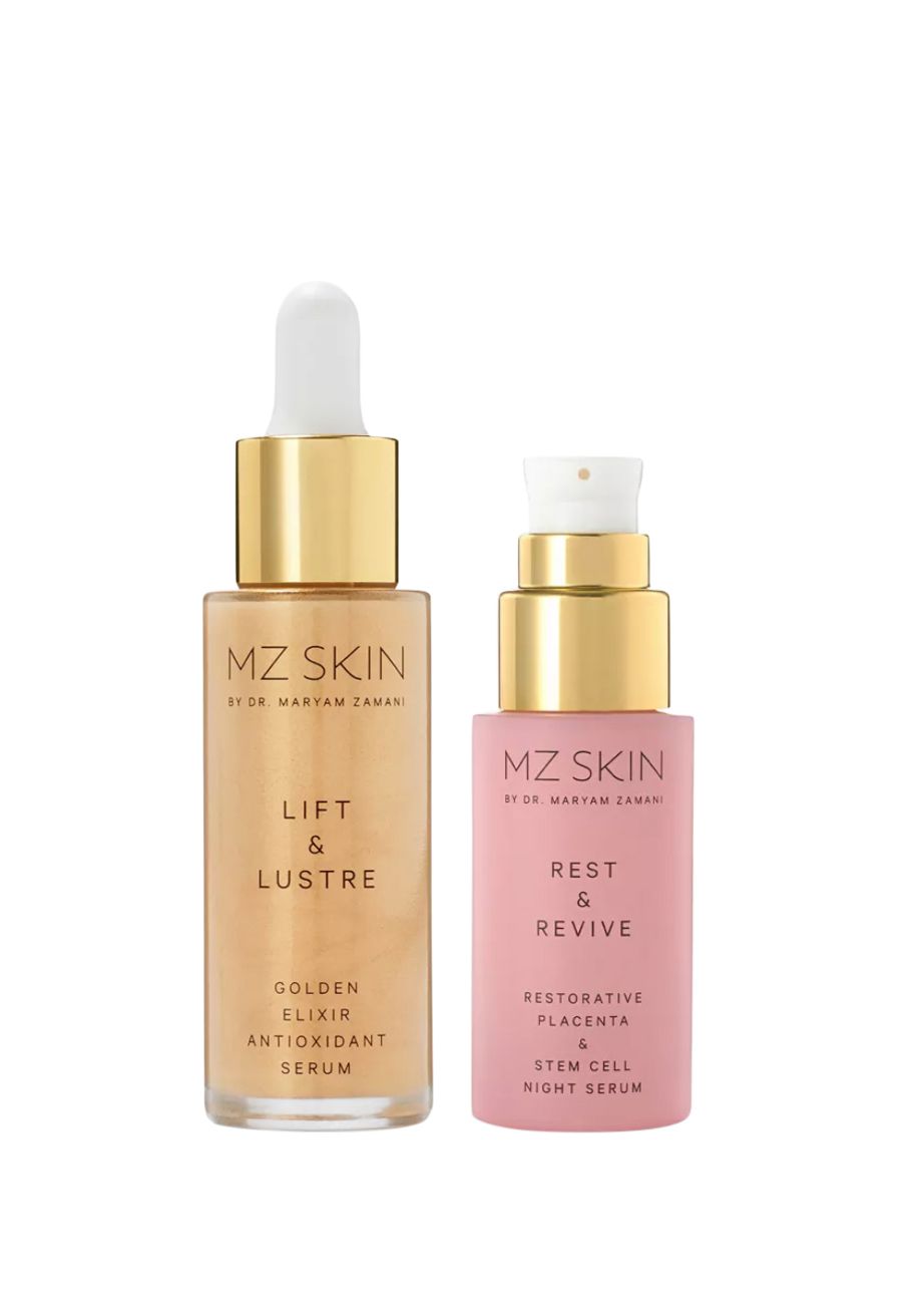 MZ Skin Antioxidant Glow Serum and Night Serum Set pink