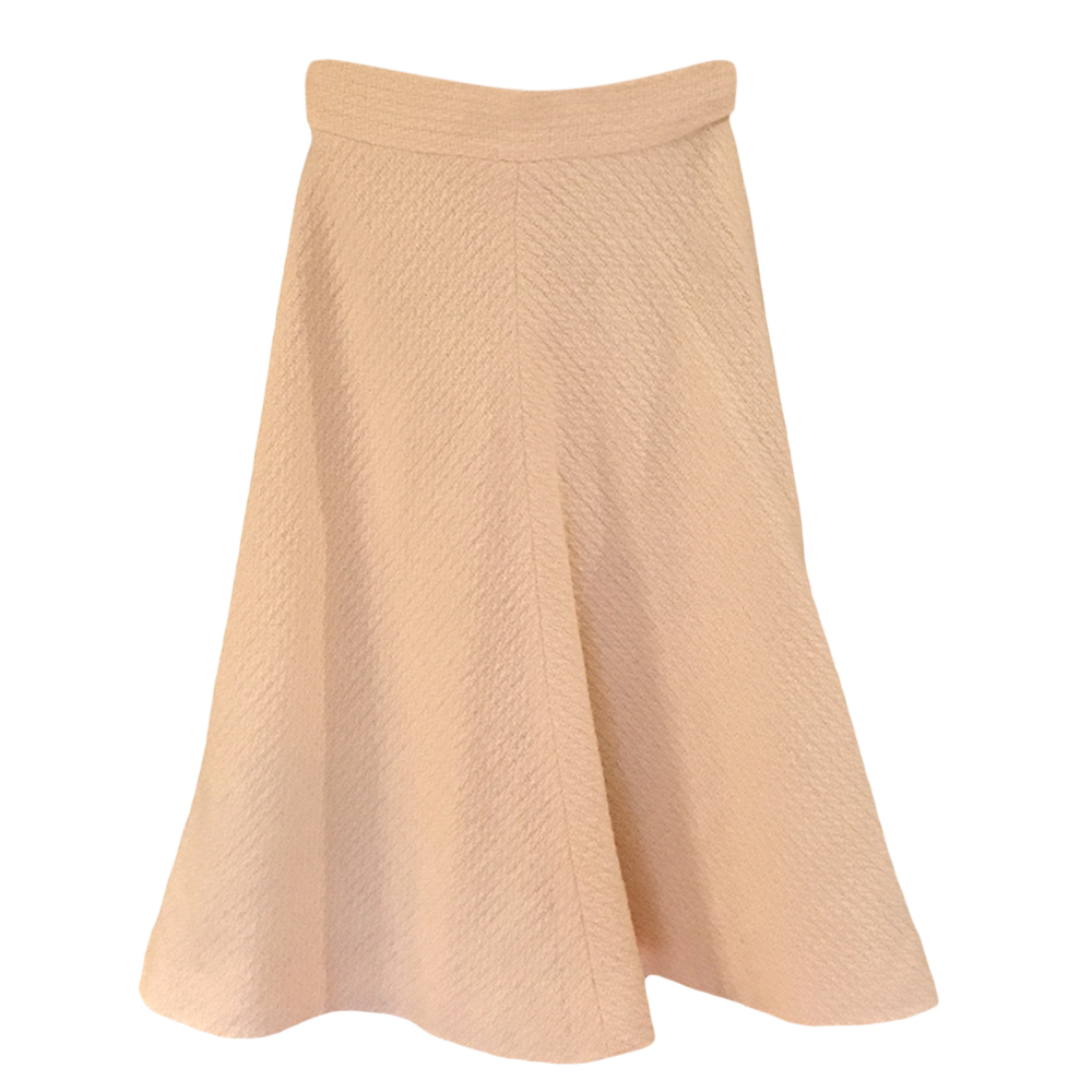 Chanel Cream Tweed Midi Skirt Size XXS Beige/Nude