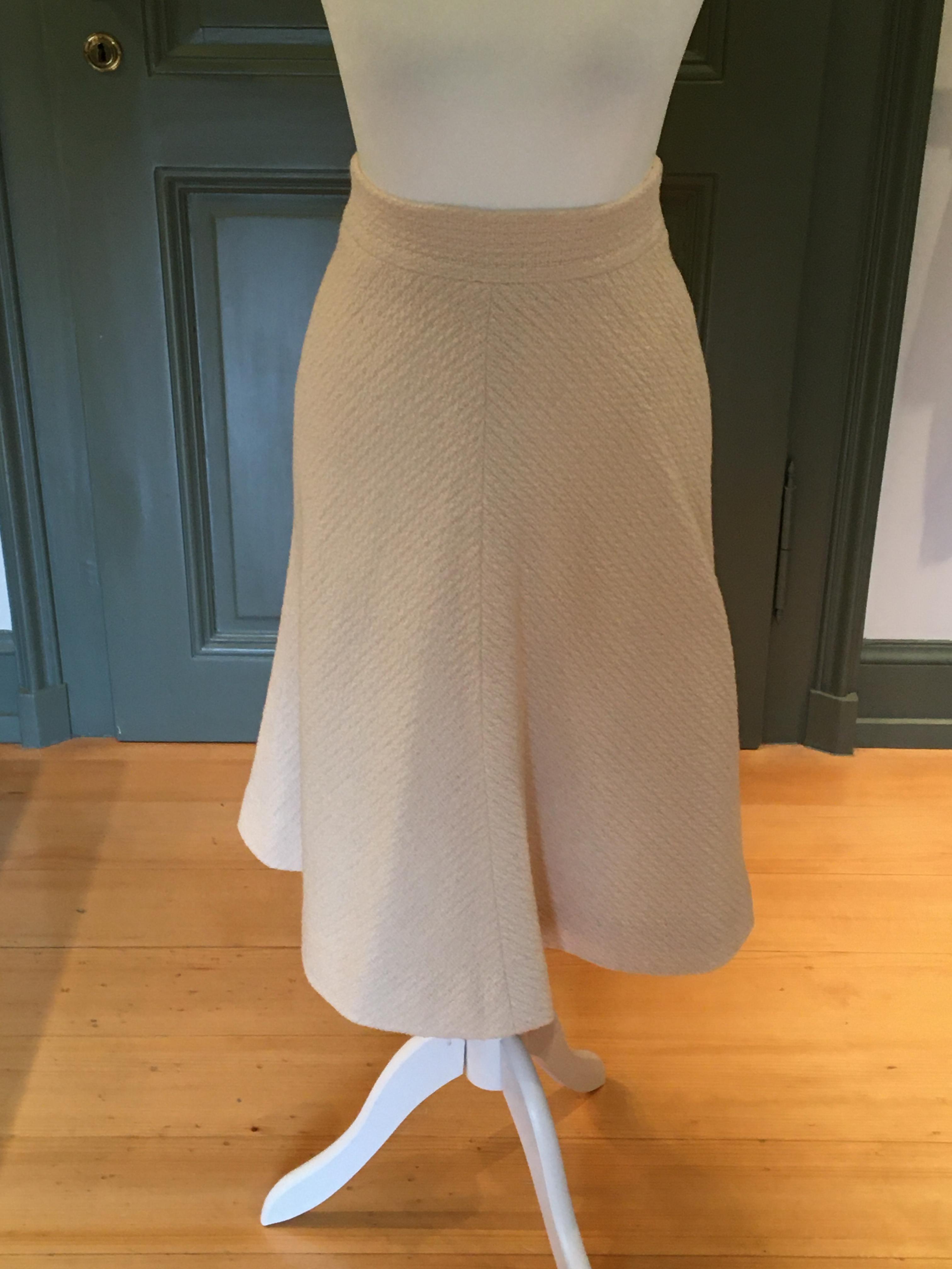 Chanel Cream Tweed Midi Skirt Size XXS Beige/Nude