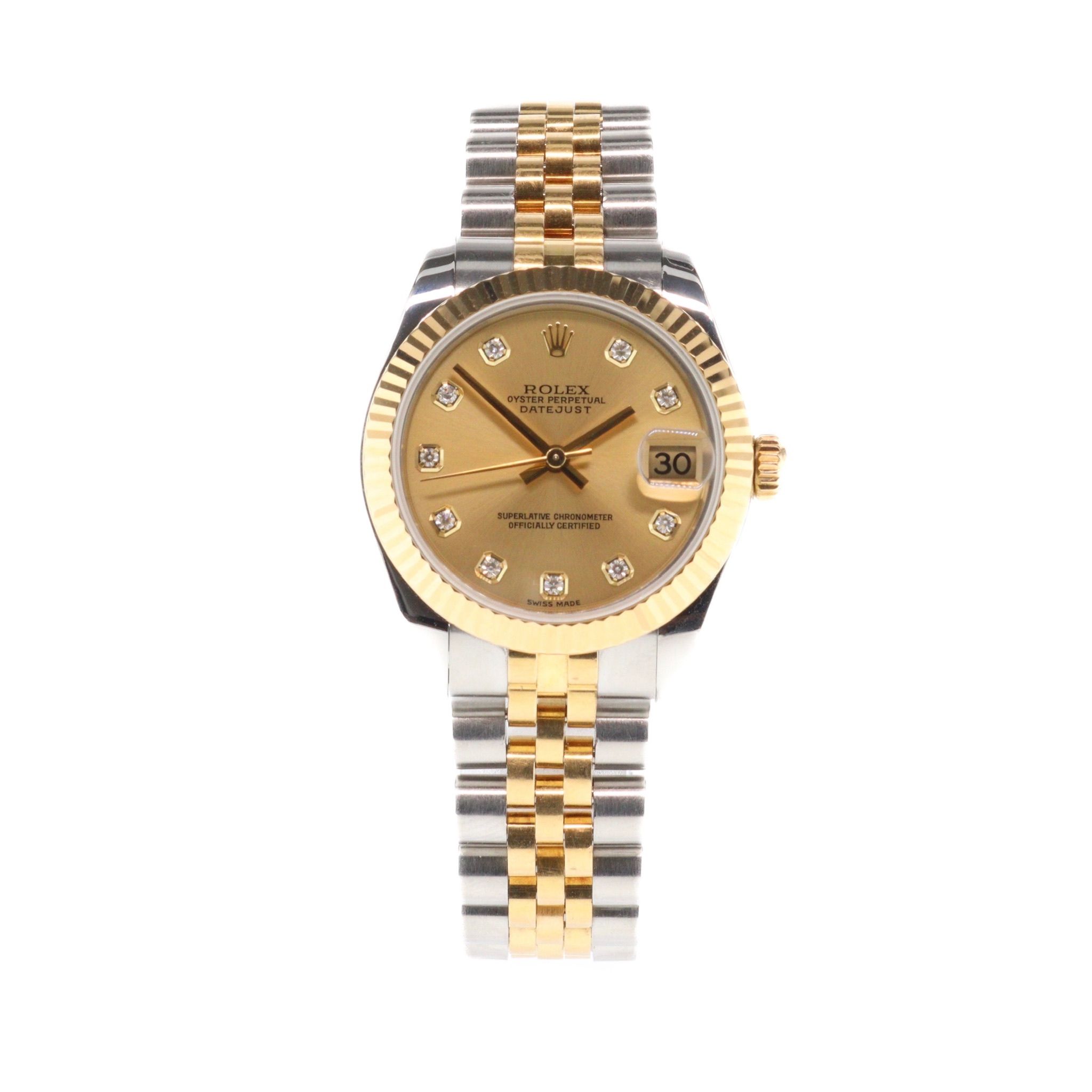 Preowned Rolex Stainless Steel Champagne Diamond Datejust 116234