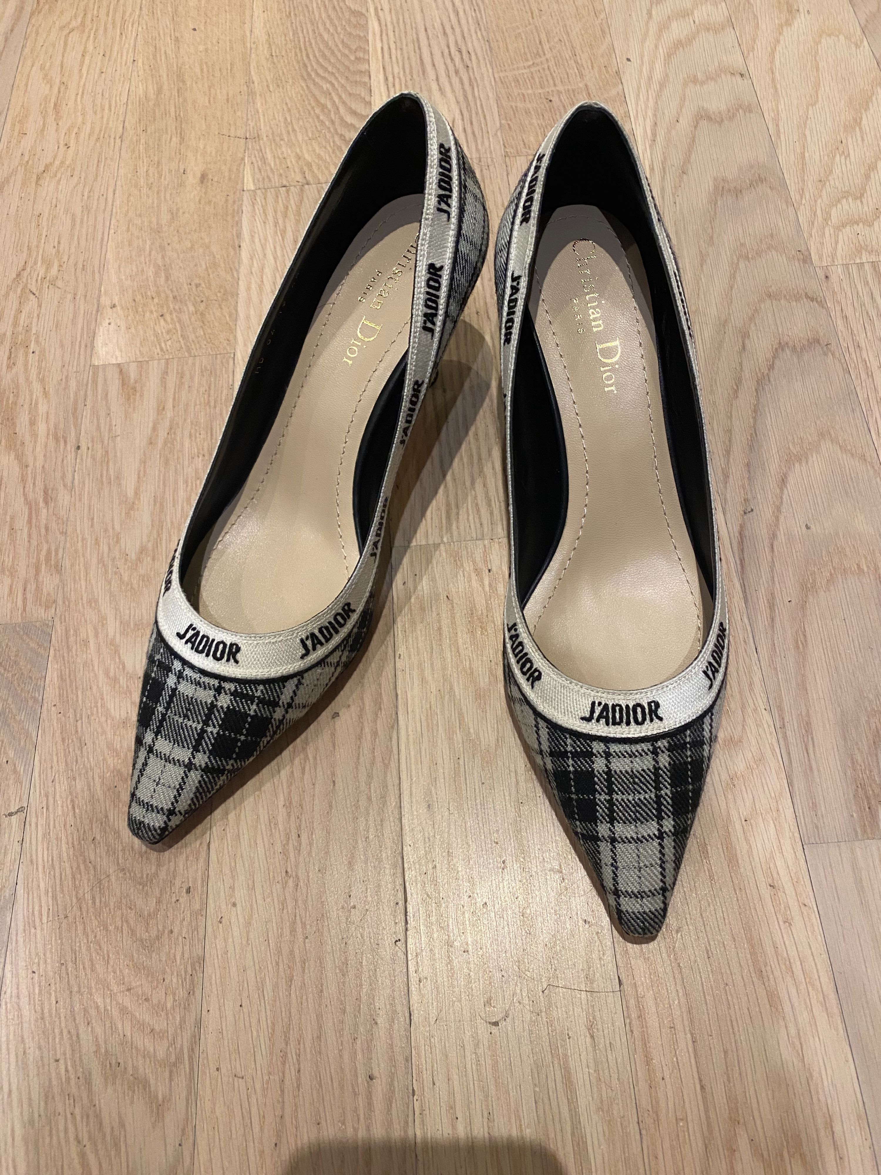 Christian Dior Houndstooth J'adior Pumps Size 39 Black/White cloth