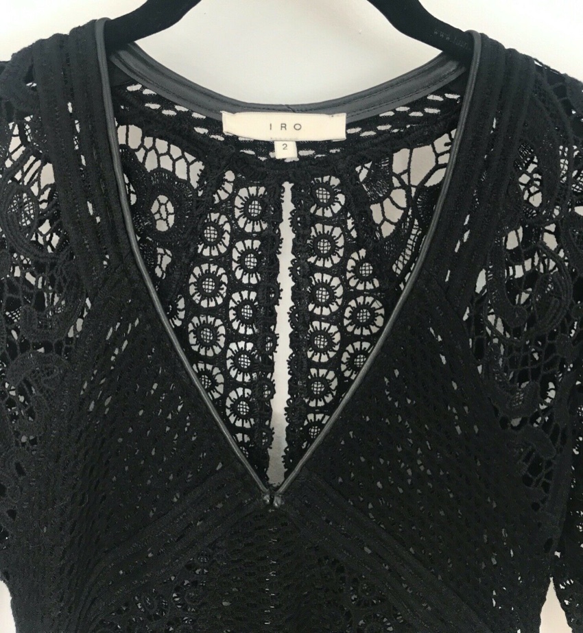 IRO black crochet rovea mini dress Size S cotton