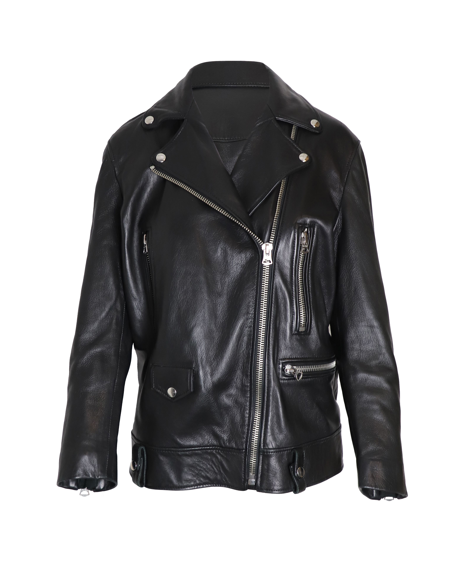 Preowned Acne Studios Black Leather Biker Jacket Size 34